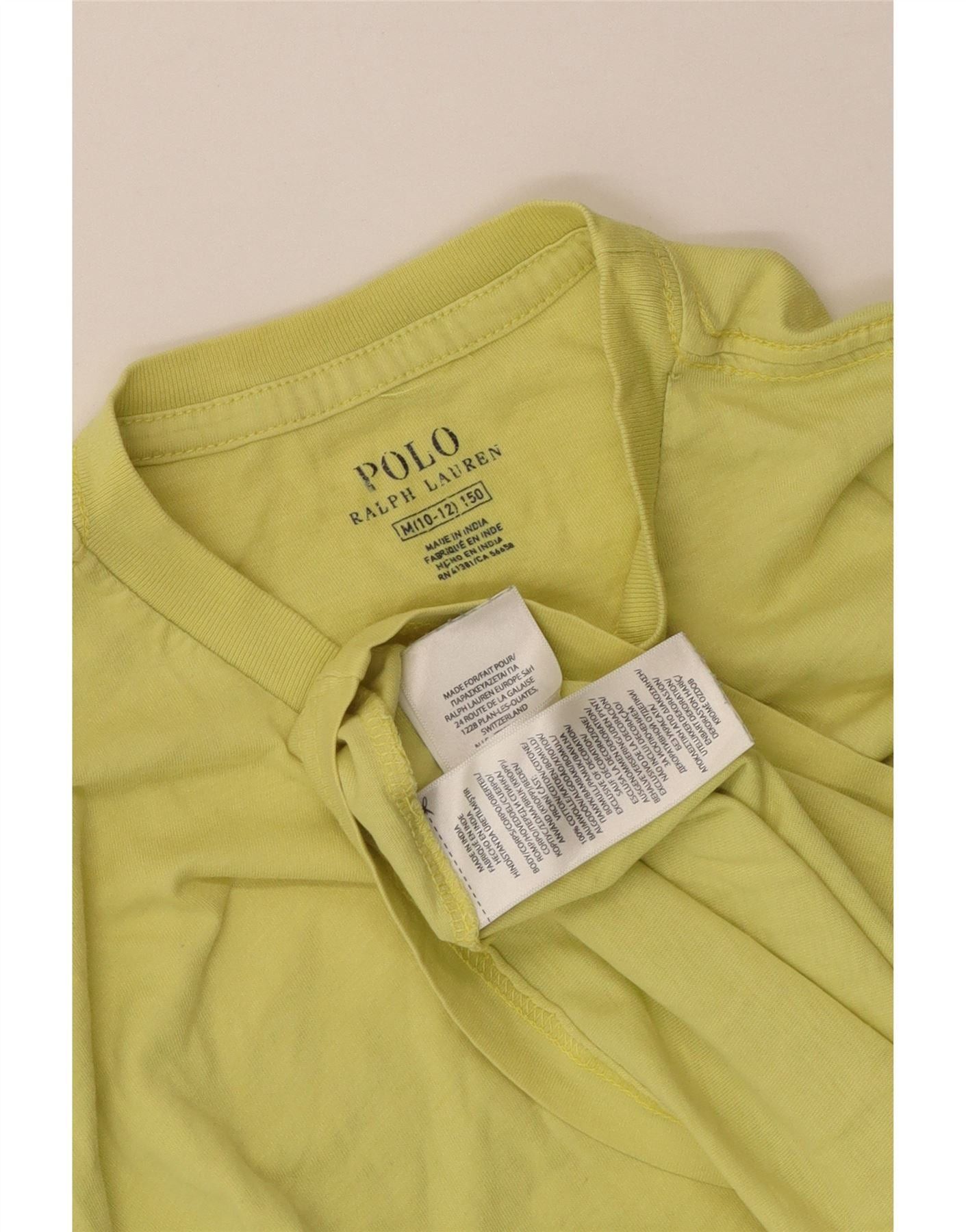 Polo Ralph Lauren Boys T-Shirt Top 10-11 Years Medium Yellow Cotton Size M / US 6-8 / IT 42-44 - 4 Thumbnail