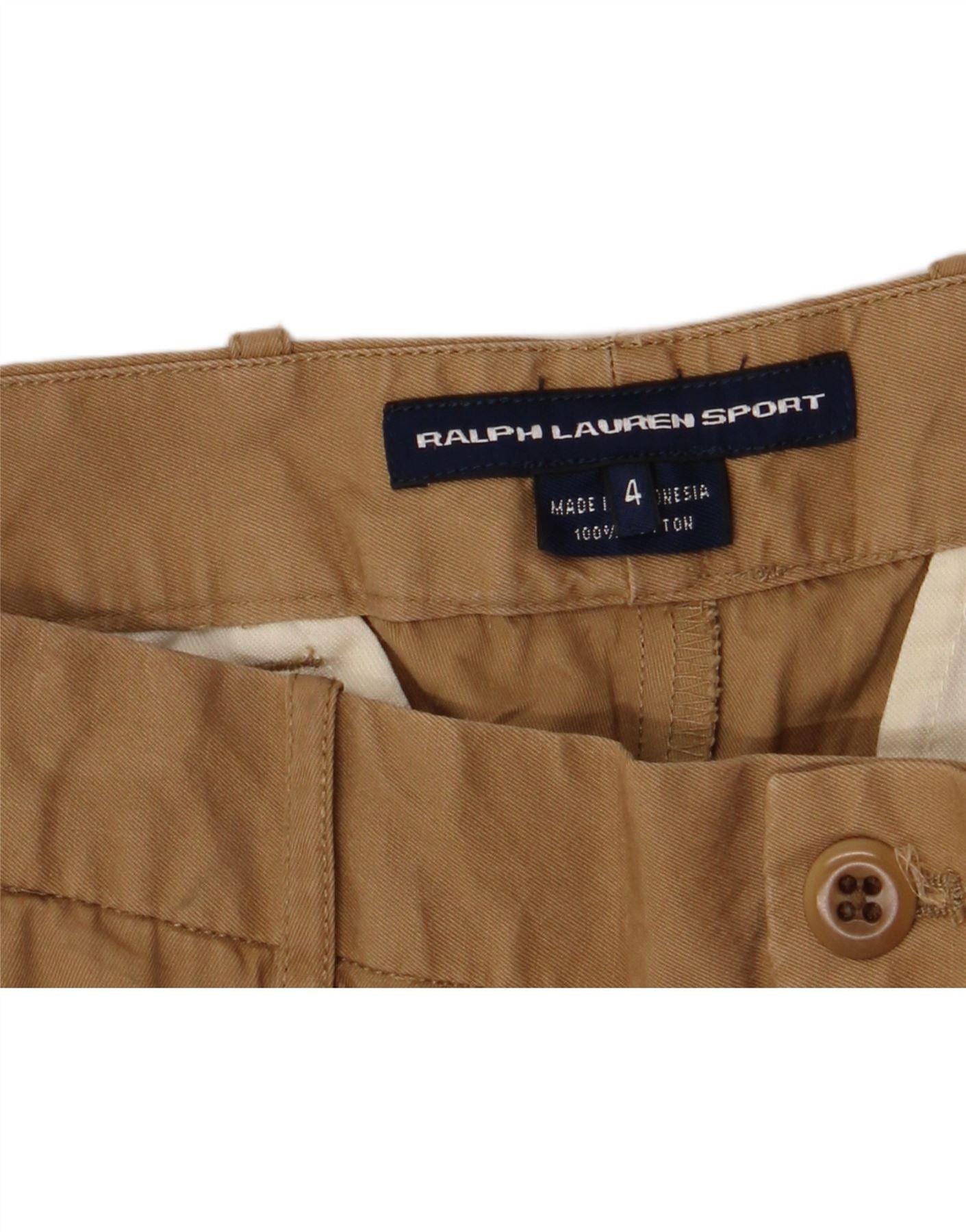 Ralph Lauren Womens Wide Leg Chino Trousers US 4 Small W30 L26 Brown Cott Size 25" / US 0 / IT 36 - 3 Thumbnail