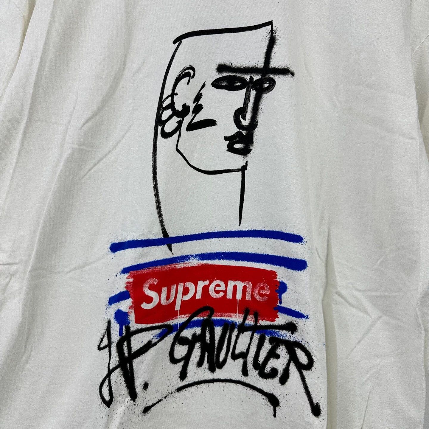 Supreme Supreme x Jean Paul Gaultier Tee White XL Size US XL / EU 56 / 4 - 5 Thumbnail