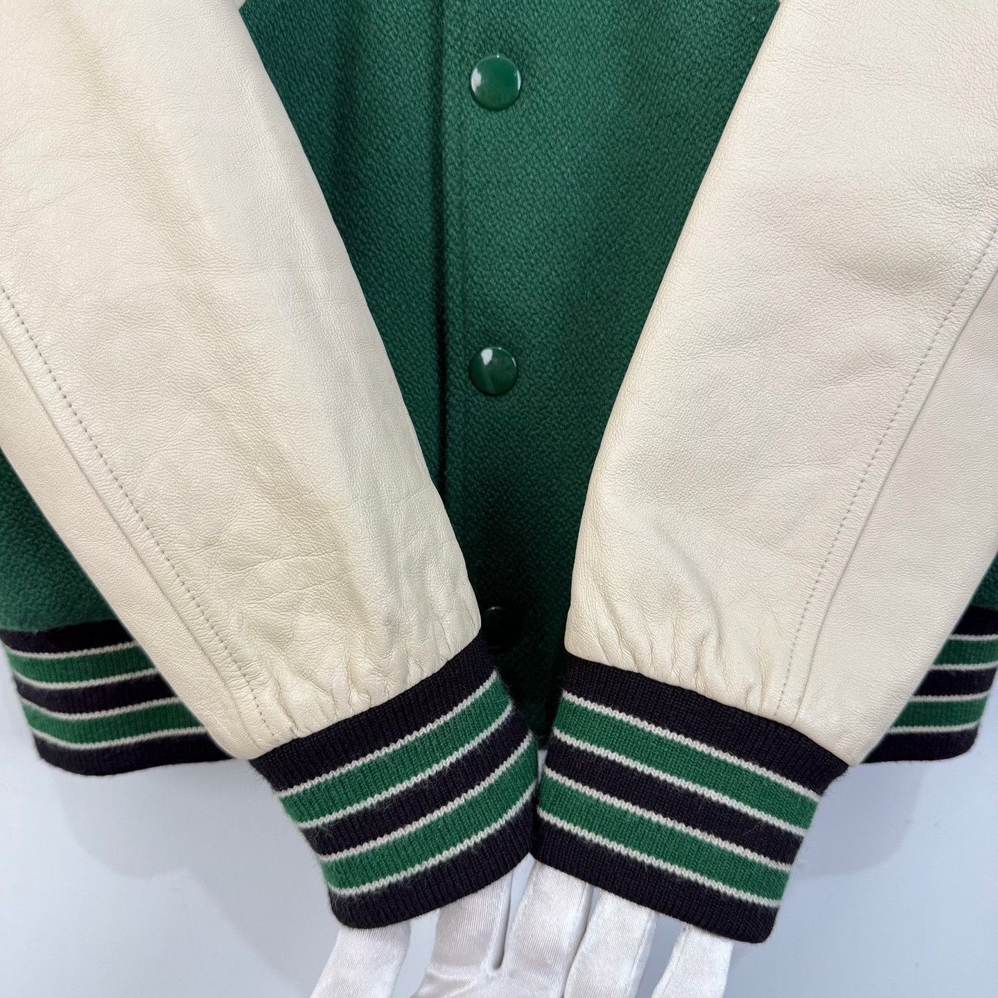 Celine Celine Logo Patch Leather Sleeve Varsity Jacket 46 Size US S / EU 44-46 / 1 - 5 Thumbnail