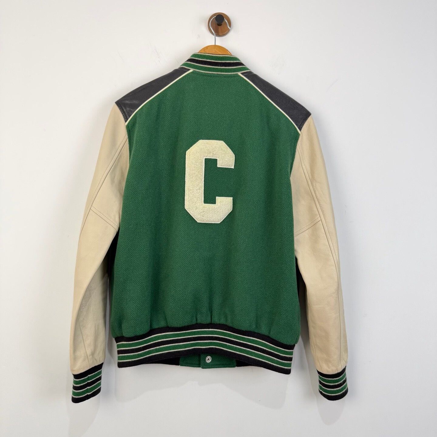 Celine Celine Logo Patch Leather Sleeve Varsity Jacket 46 Size US S / EU 44-46 / 1 - 3 Thumbnail