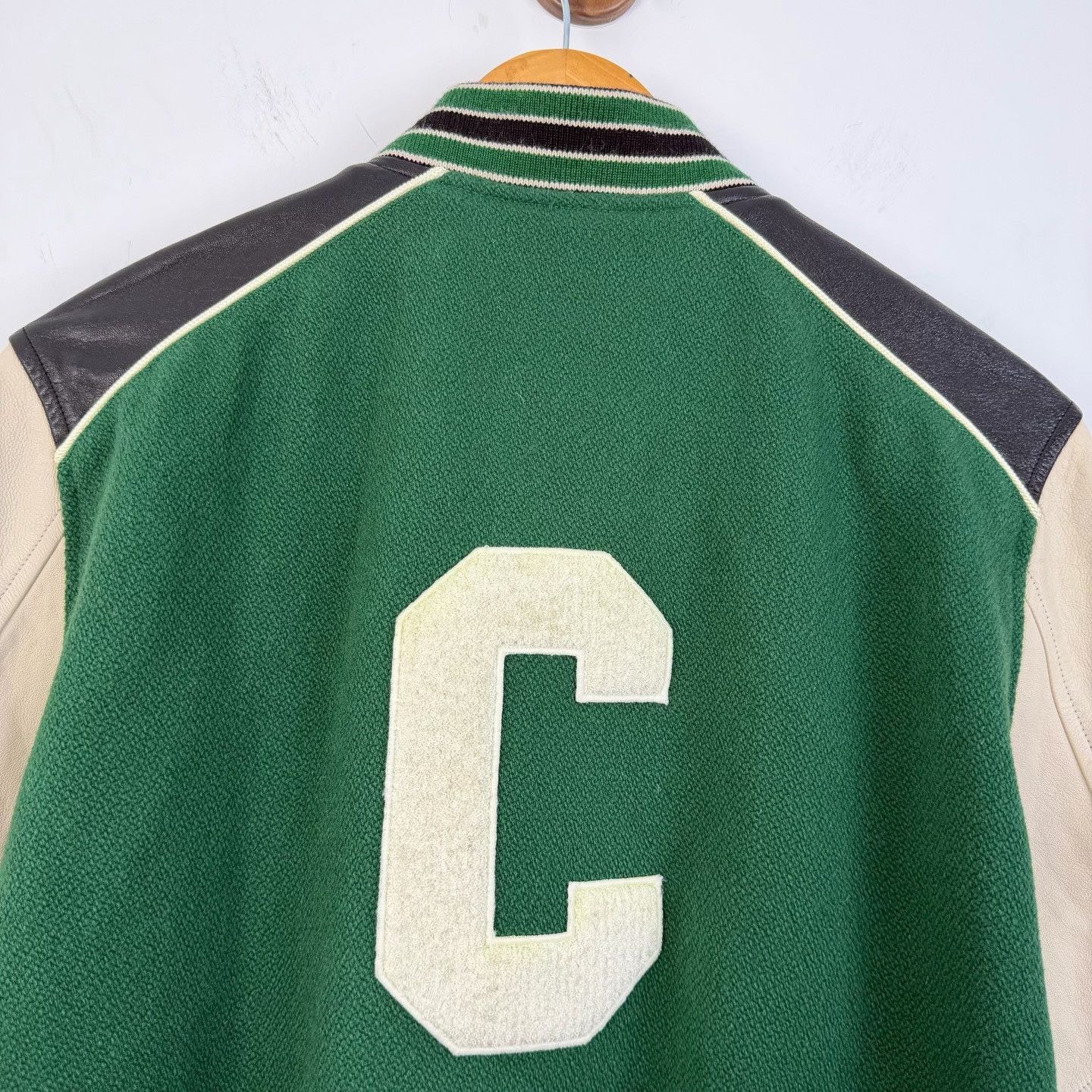 Celine Celine Logo Patch Leather Sleeve Varsity Jacket 46 Size US S / EU 44-46 / 1 - 6 Thumbnail