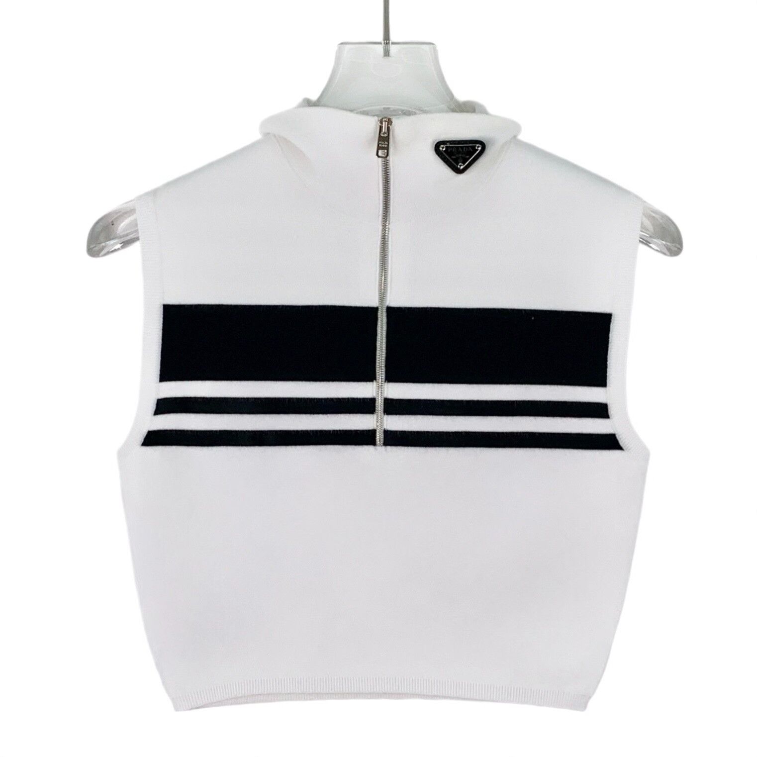 Prada Prada Striped Half-Zip Knit Tank Top IT 38 Size XS / US 0-2 / IT 36-38 - 2 Thumbnail