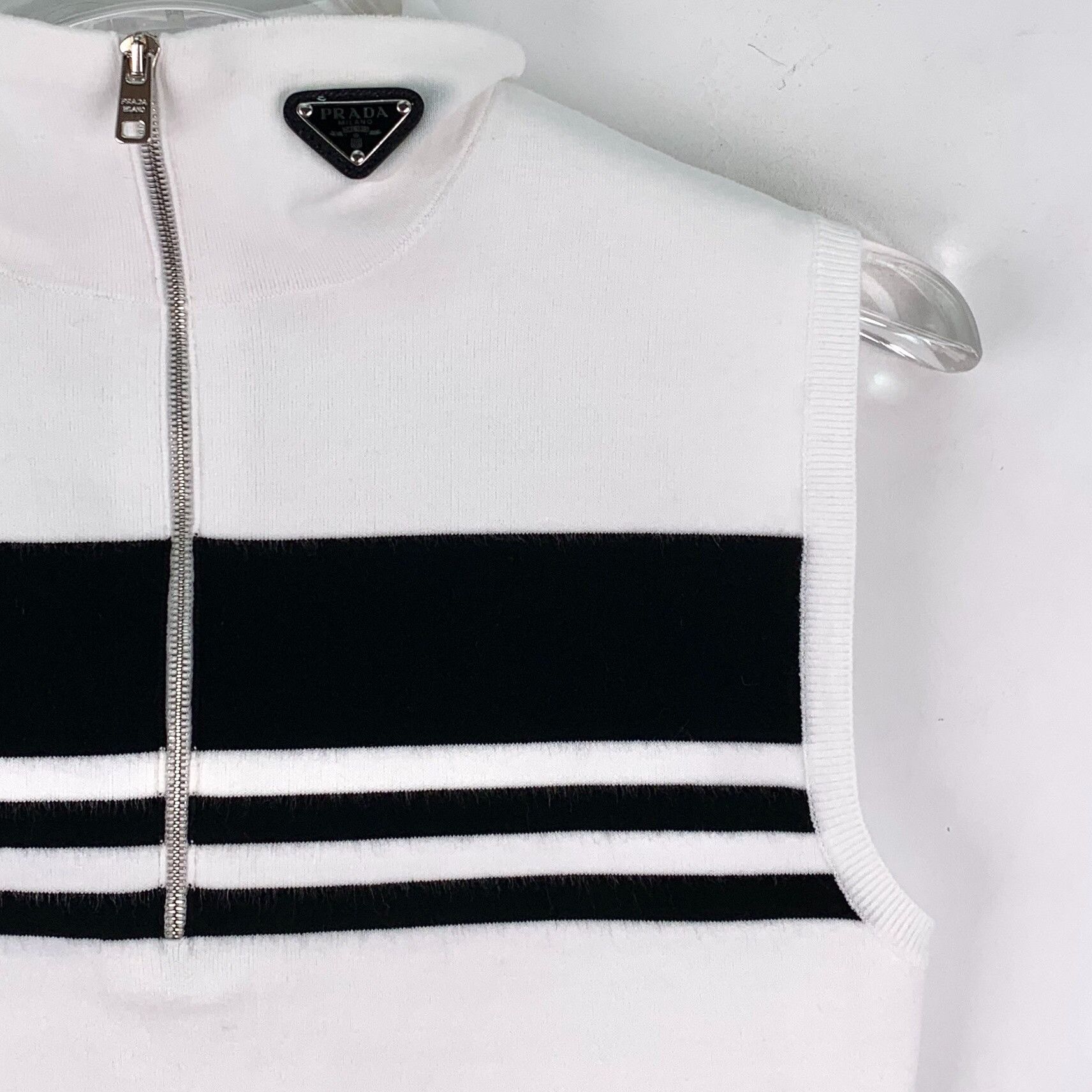 Prada Prada Striped Half-Zip Knit Tank Top IT 38 Size XS / US 0-2 / IT 36-38 - 4 Thumbnail