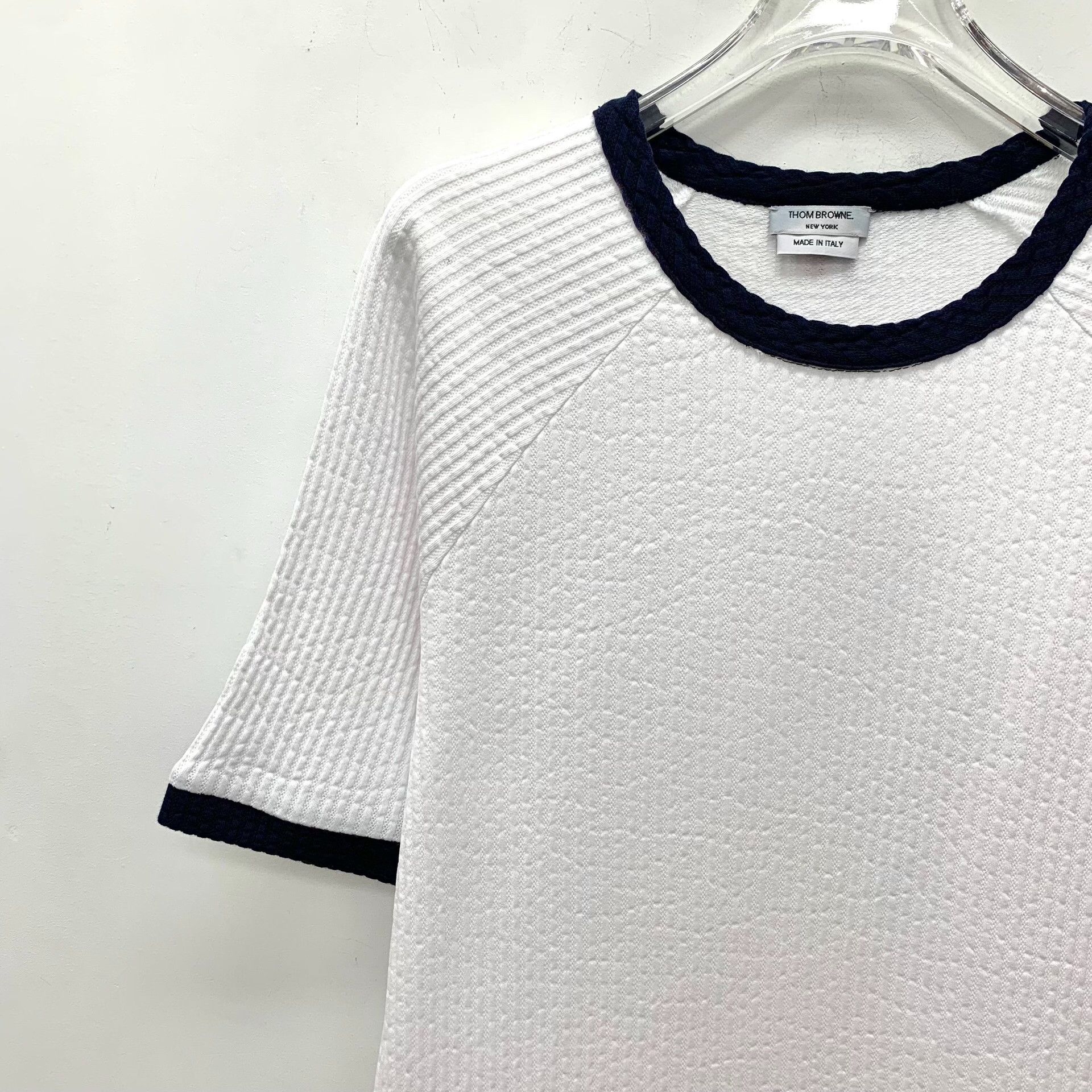 Thom Browne Thom Browne Seersucker Cotton T-Shirt US XS Size US XS / EU 42 / 0 - 4 Thumbnail