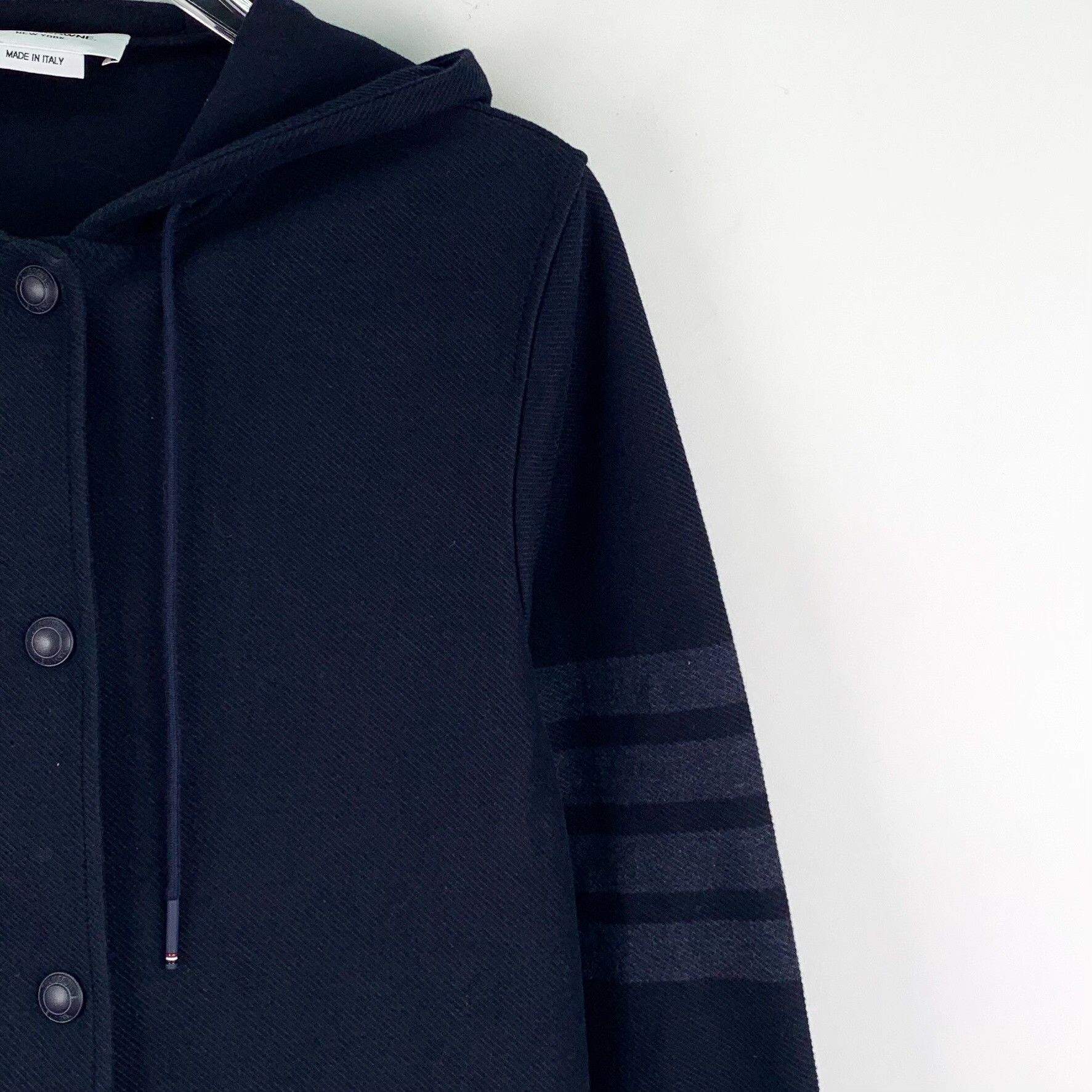 Thom Browne Thom Browne 4-Bar Navy Cotton Hooded Coat 36 Size XS / US 0-2 / IT 36-38 - 4 Thumbnail