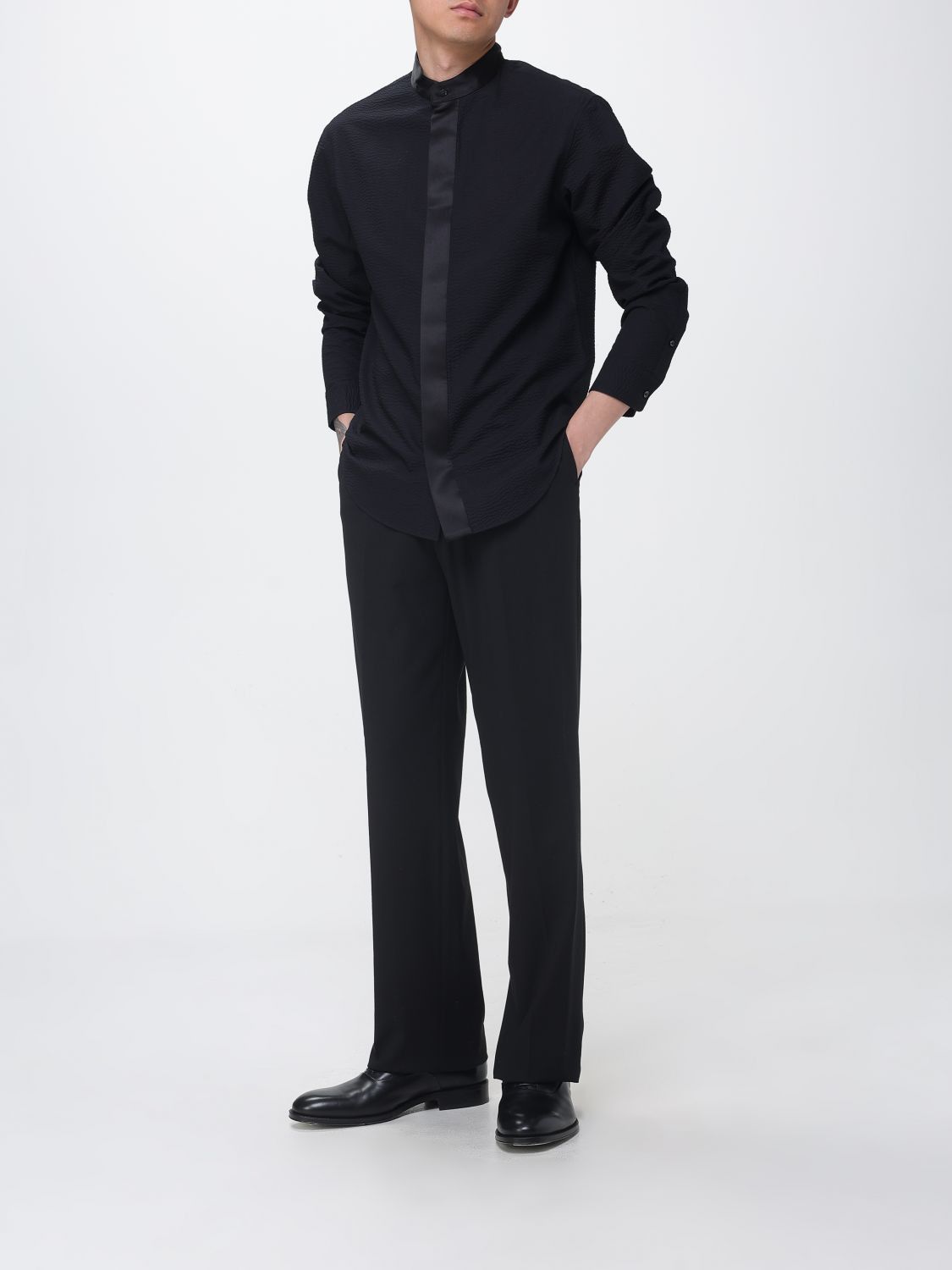 Giorgio Armani Giorgio Armani Shirt Men Black Size US XL / EU 56 / 4 - 2 Thumbnail
