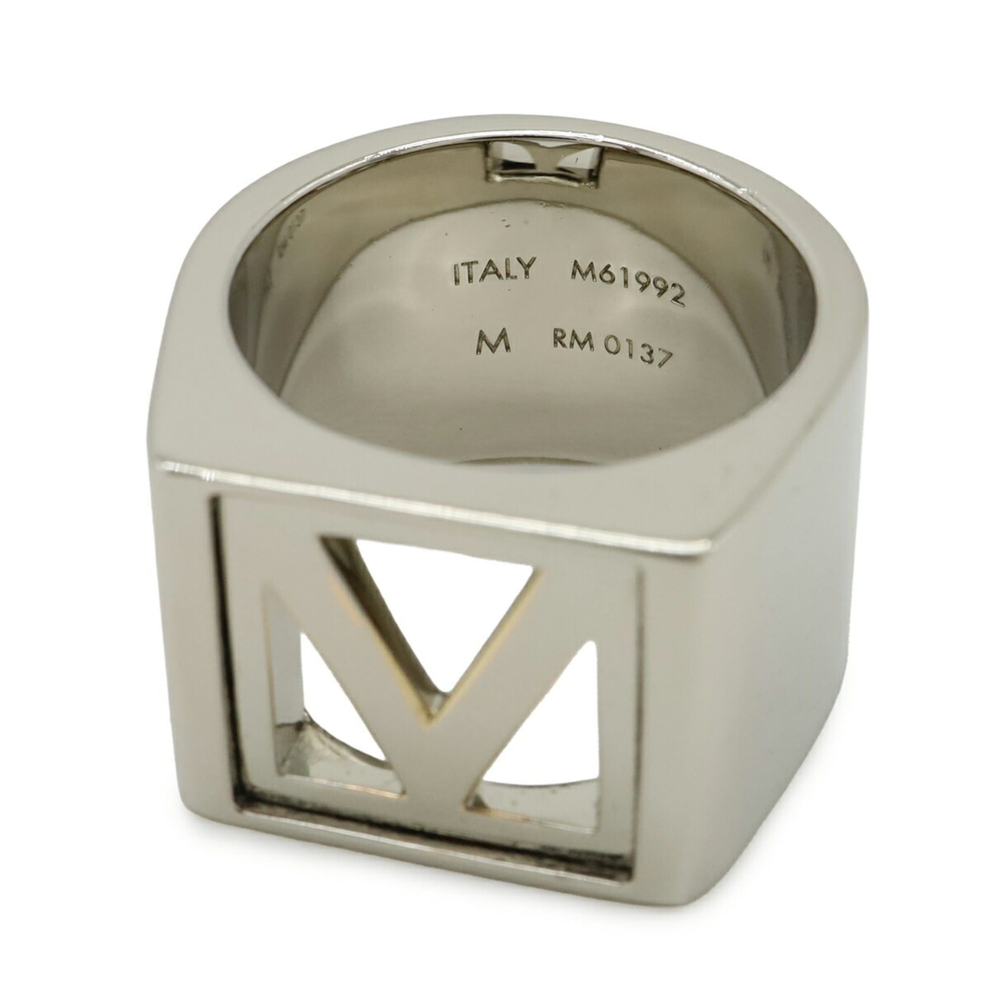Louis Vuitton LOUIS VUITTON Chivaliere V Square Ring, Size M (#19), Silver, M61992 Size ONE SIZE - 6 Thumbnail