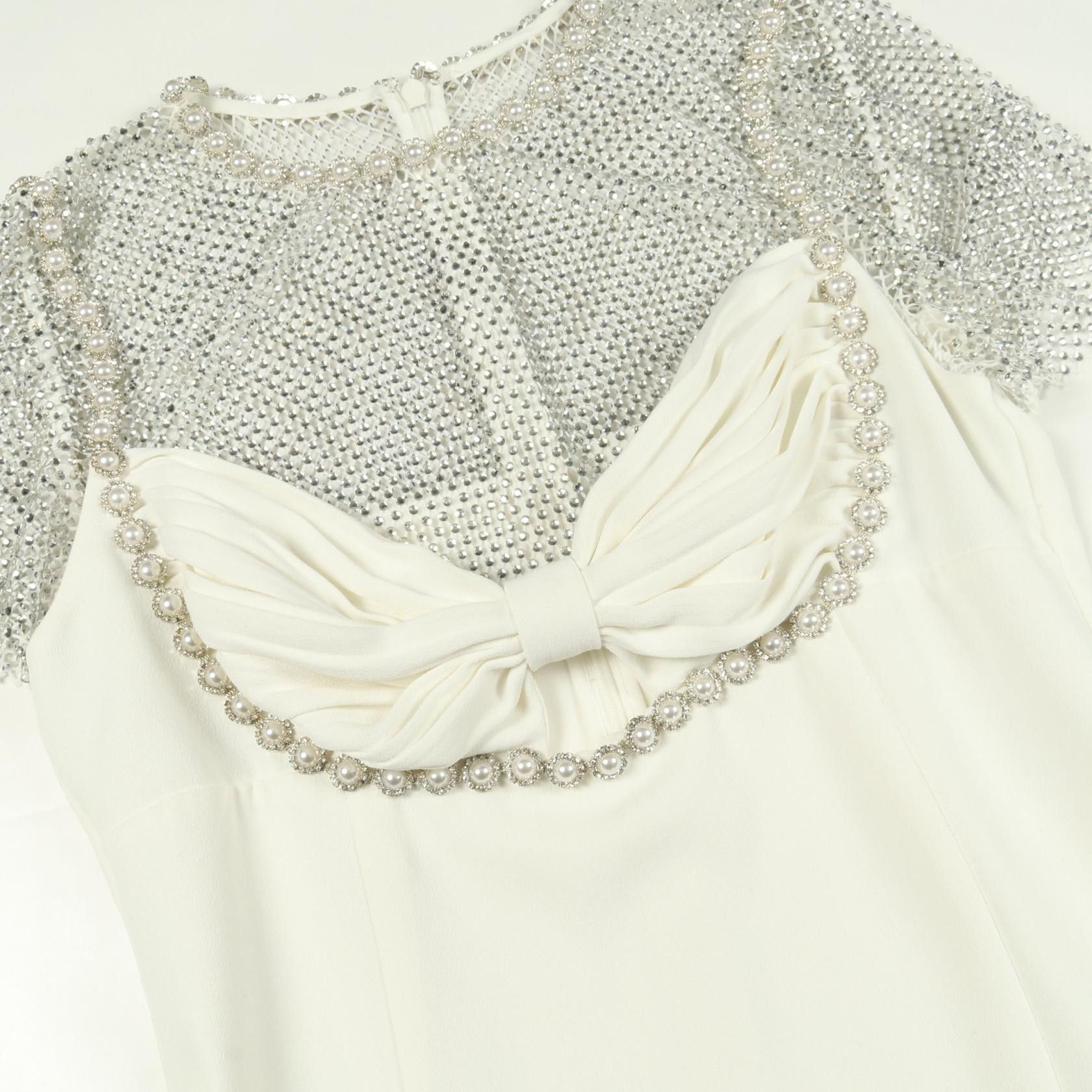 Other Other Self-Portrait WHITE CRAPE DIAMANTE MIDI DRESS Dress Textile Dresses DUTY FREE for USA Size ONE SIZE - 9 Thumbnail