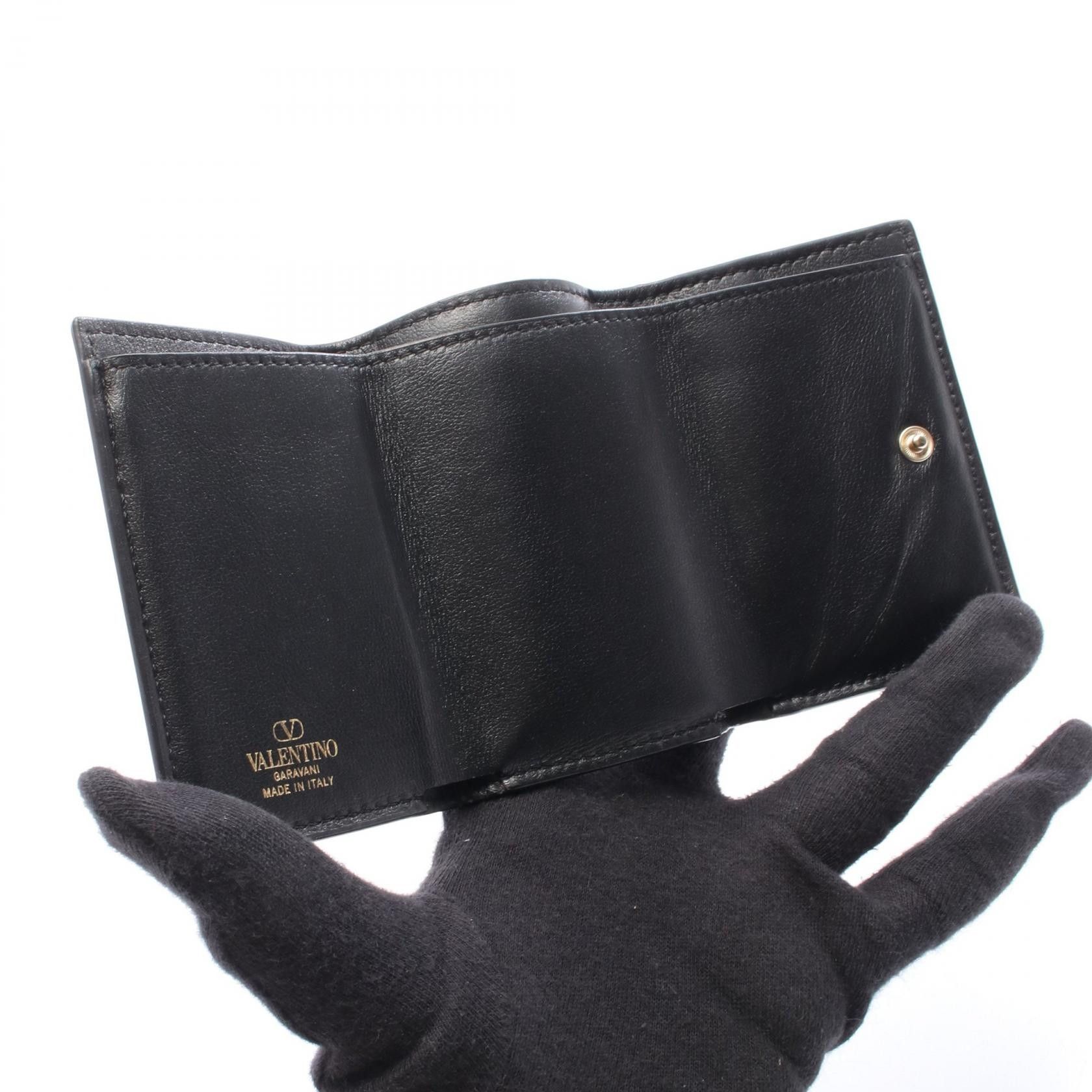 Valentino Valentino Valentino Garavani Rockstud Leather Trifold Wallet Leather Short Wallet DUTY FREE for USA Size ONE SIZE - 3 Thumbnail