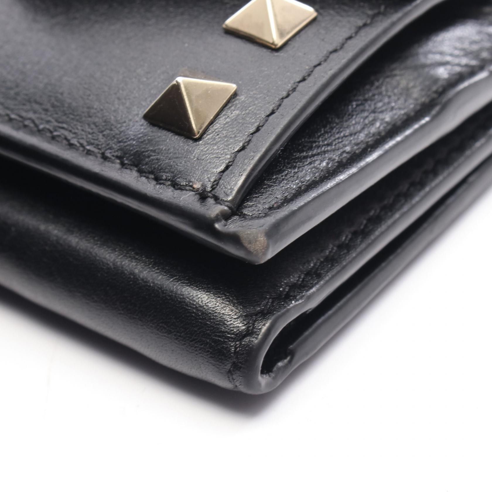Valentino Valentino Valentino Garavani Rockstud Leather Trifold Wallet Leather Short Wallet DUTY FREE for USA Size ONE SIZE - 6 Thumbnail