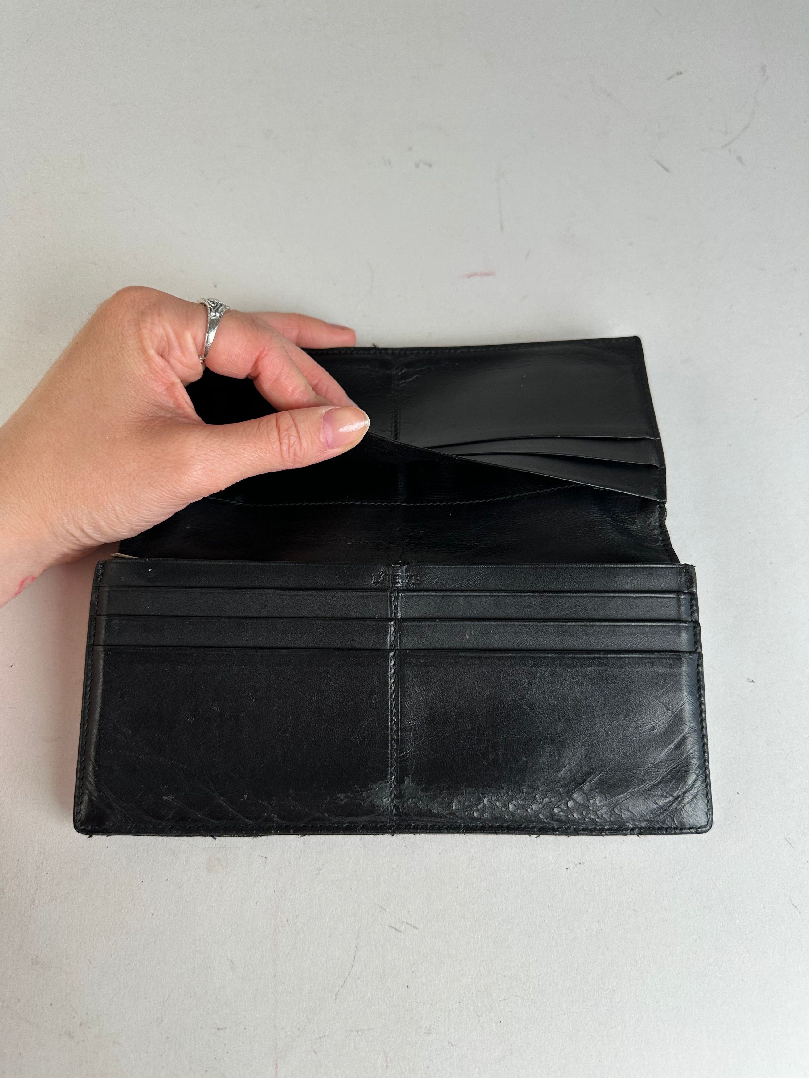 Loewe Vintage Madrid Grained Leather Long Wallet Black Size ONE SIZE - 5 Thumbnail