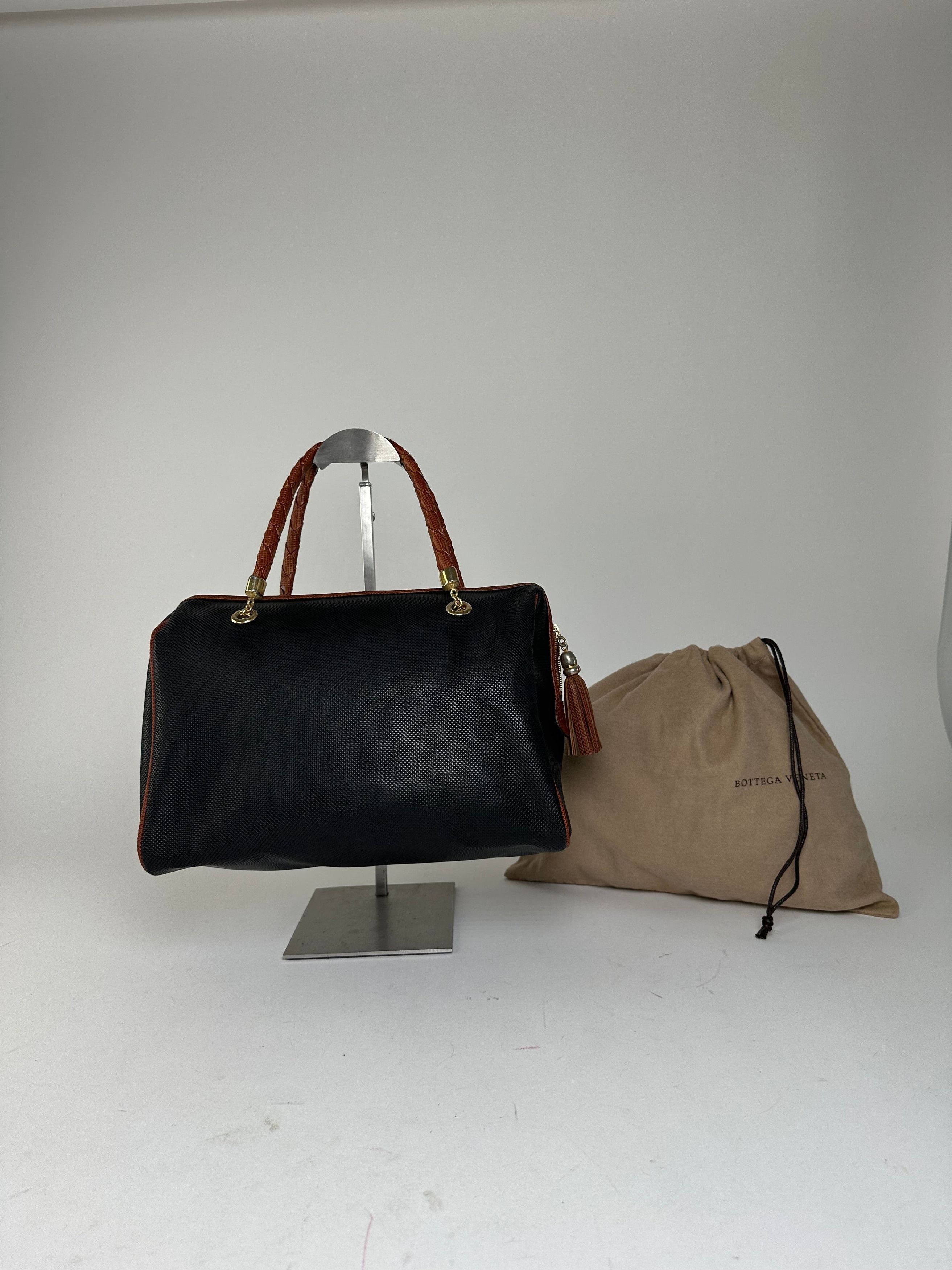 Bottega Veneta Vintage Leather Boston Bag Black Brown Size ONE SIZE - 9 Thumbnail