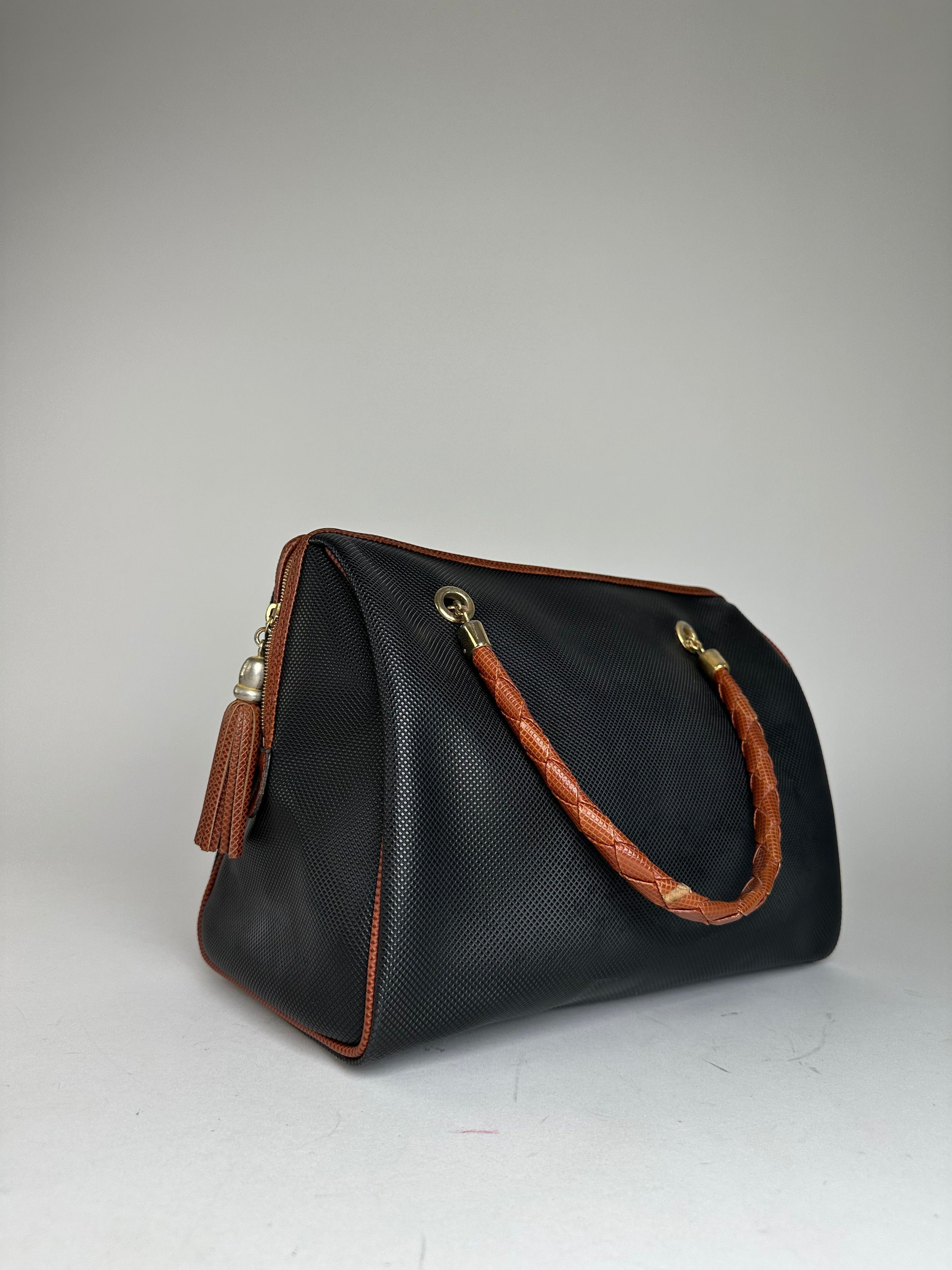 Bottega Veneta Vintage Leather Boston Bag Black Brown Size ONE SIZE - 7 Thumbnail