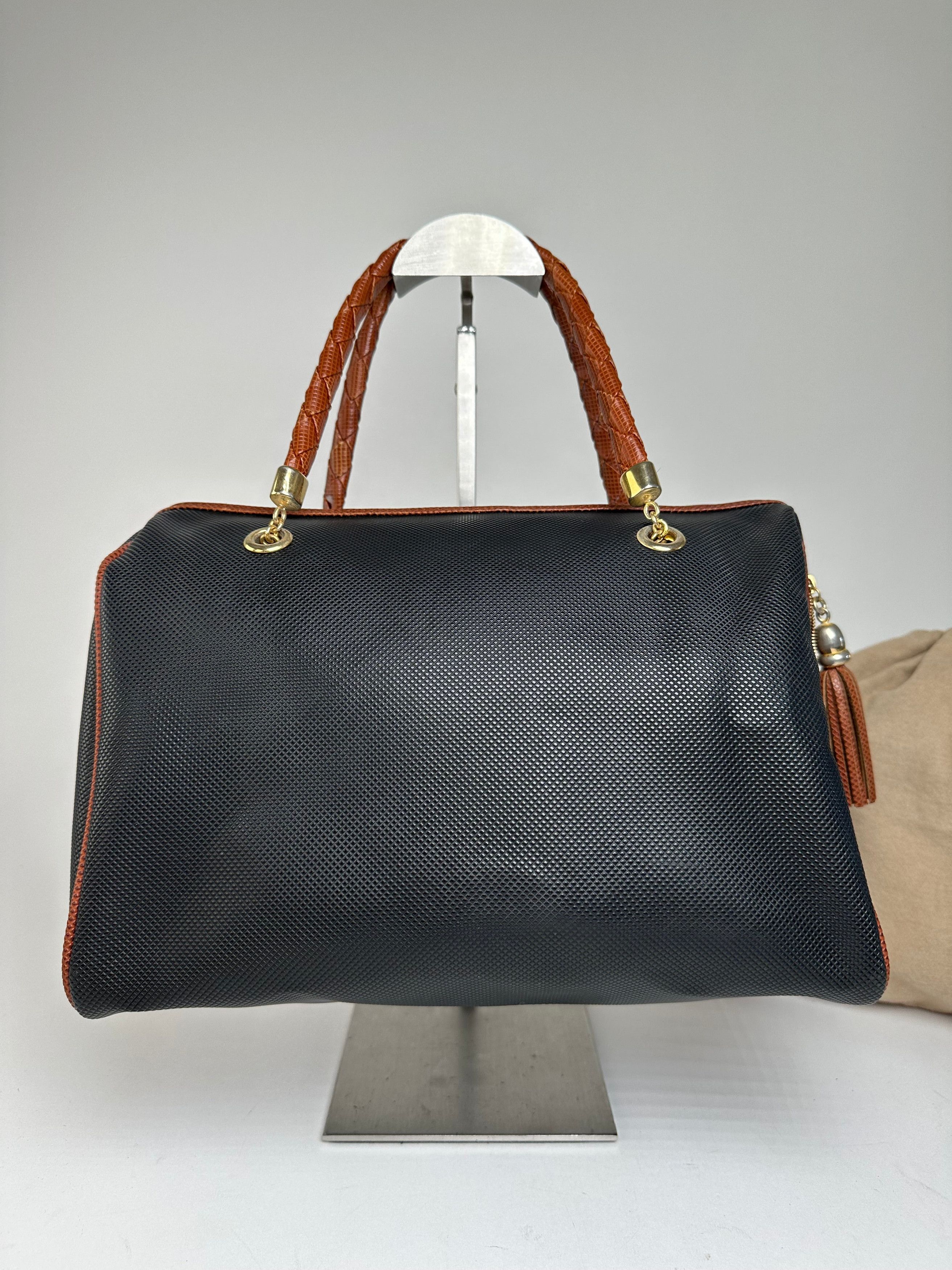 Bottega Veneta Vintage Leather Boston Bag Black Brown Size ONE SIZE - 2 Thumbnail