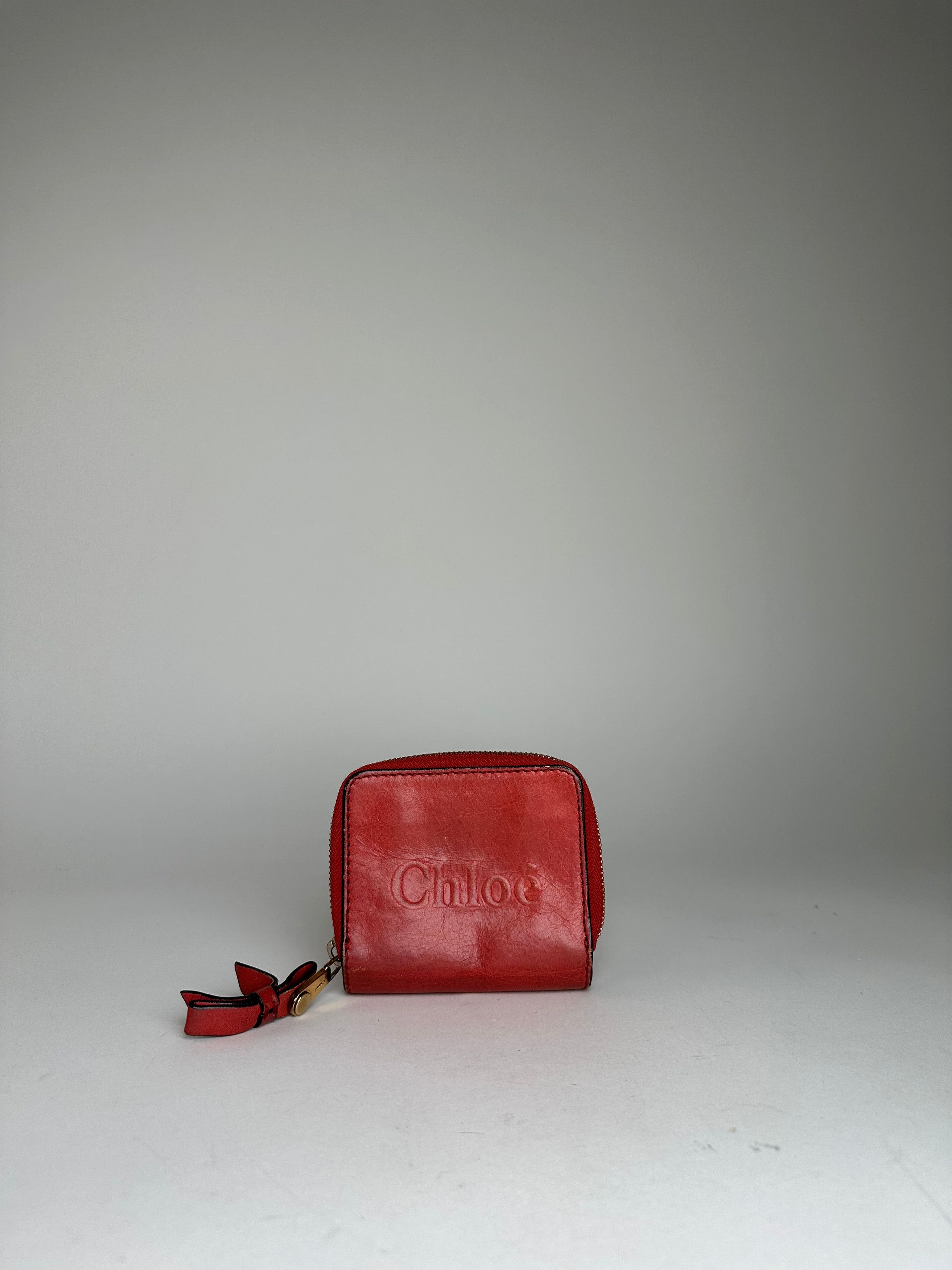 Chloe Vintage Leather Wallet / Card Holder Red Size ONE SIZE - 12 Thumbnail
