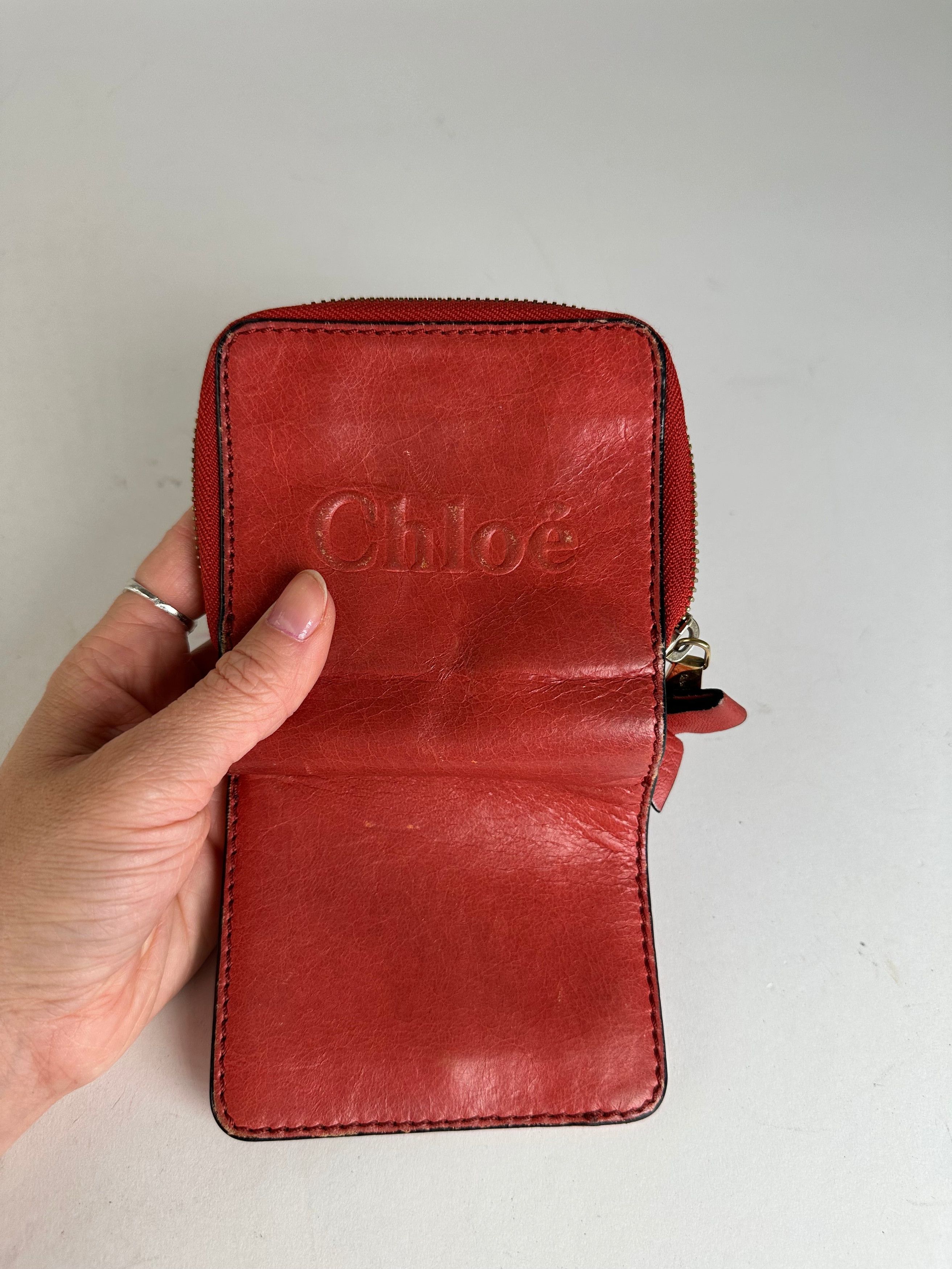 Chloe Vintage Leather Wallet / Card Holder Red Size ONE SIZE - 8 Thumbnail