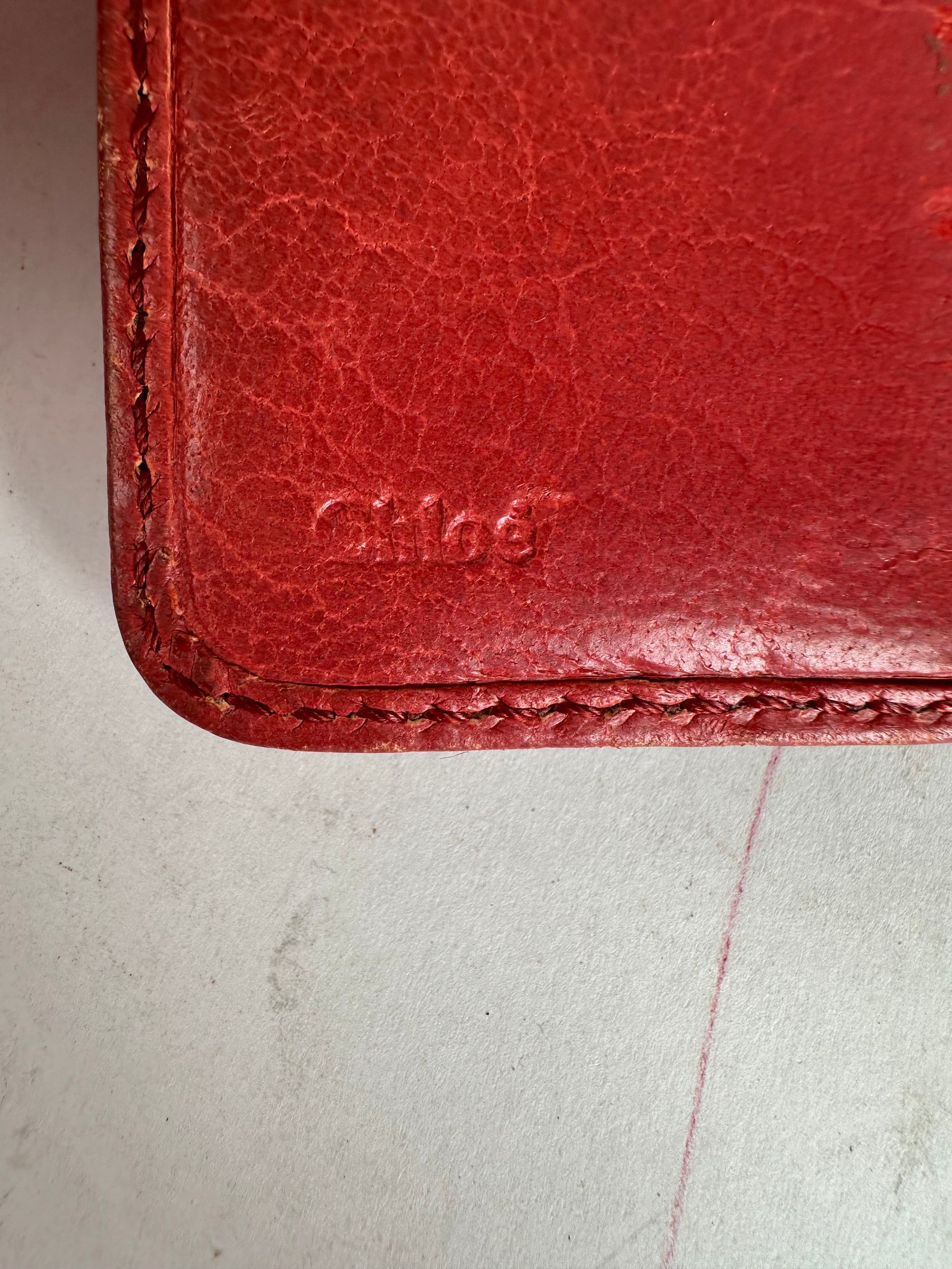 Chloe Vintage Leather Wallet / Card Holder Red Size ONE SIZE - 4 Thumbnail