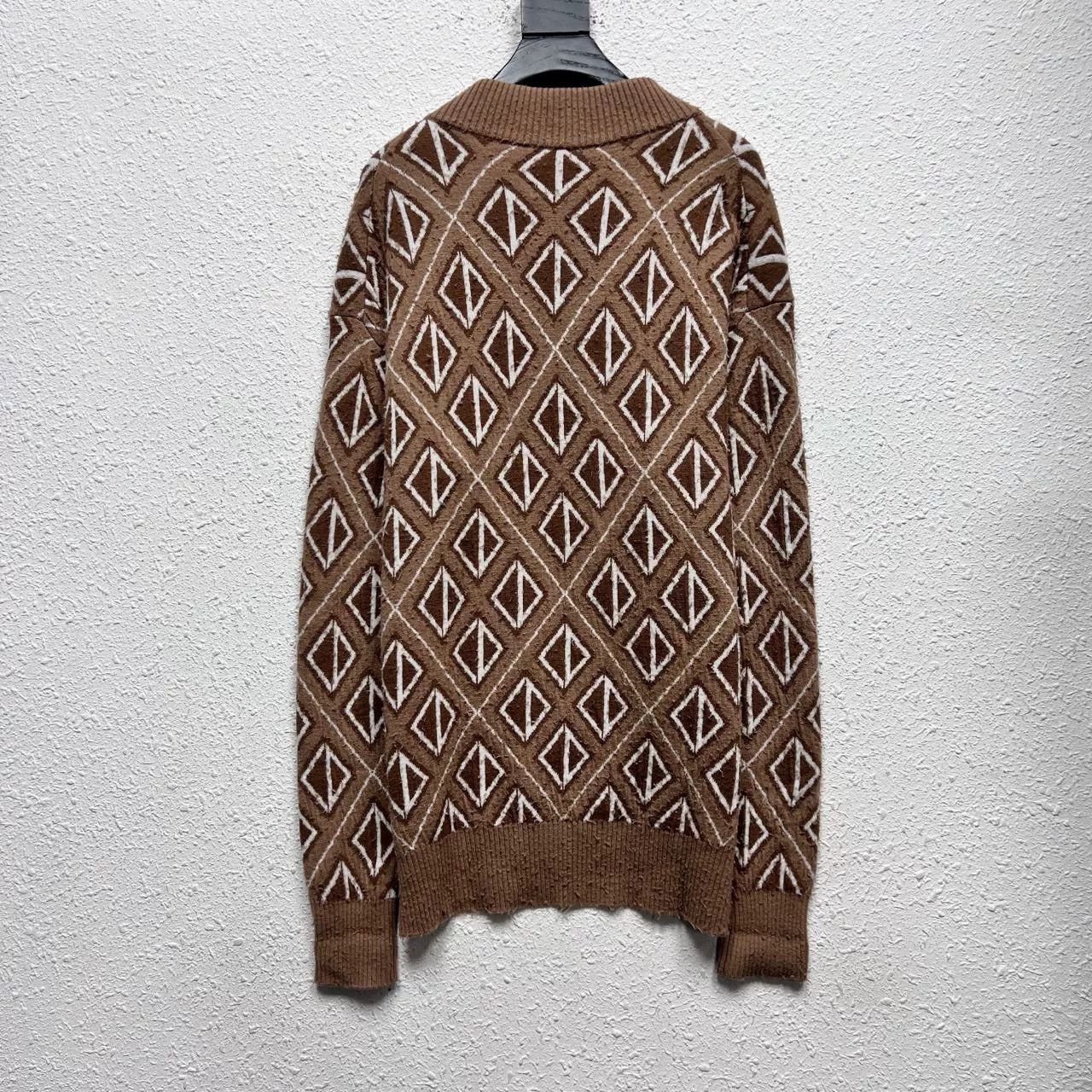 Dior DIOR SS22 Brown Diamond V-Neck Cashmere Sweater Size S / US 4 / IT 40 - 2 Thumbnail