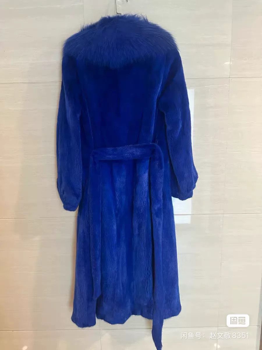 Halmanera HAWILA Blue Long Mink Fur Coat Size M / US 6-8 / IT 42-44 - 2 Thumbnail
