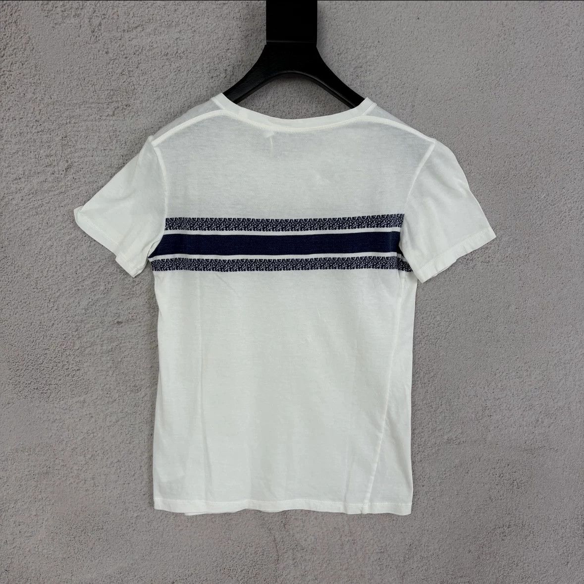 Dior Christian Dior White Navy Striped Logo T-Shirt Size XS / US 0-2 / IT 36-38 - 2 Thumbnail