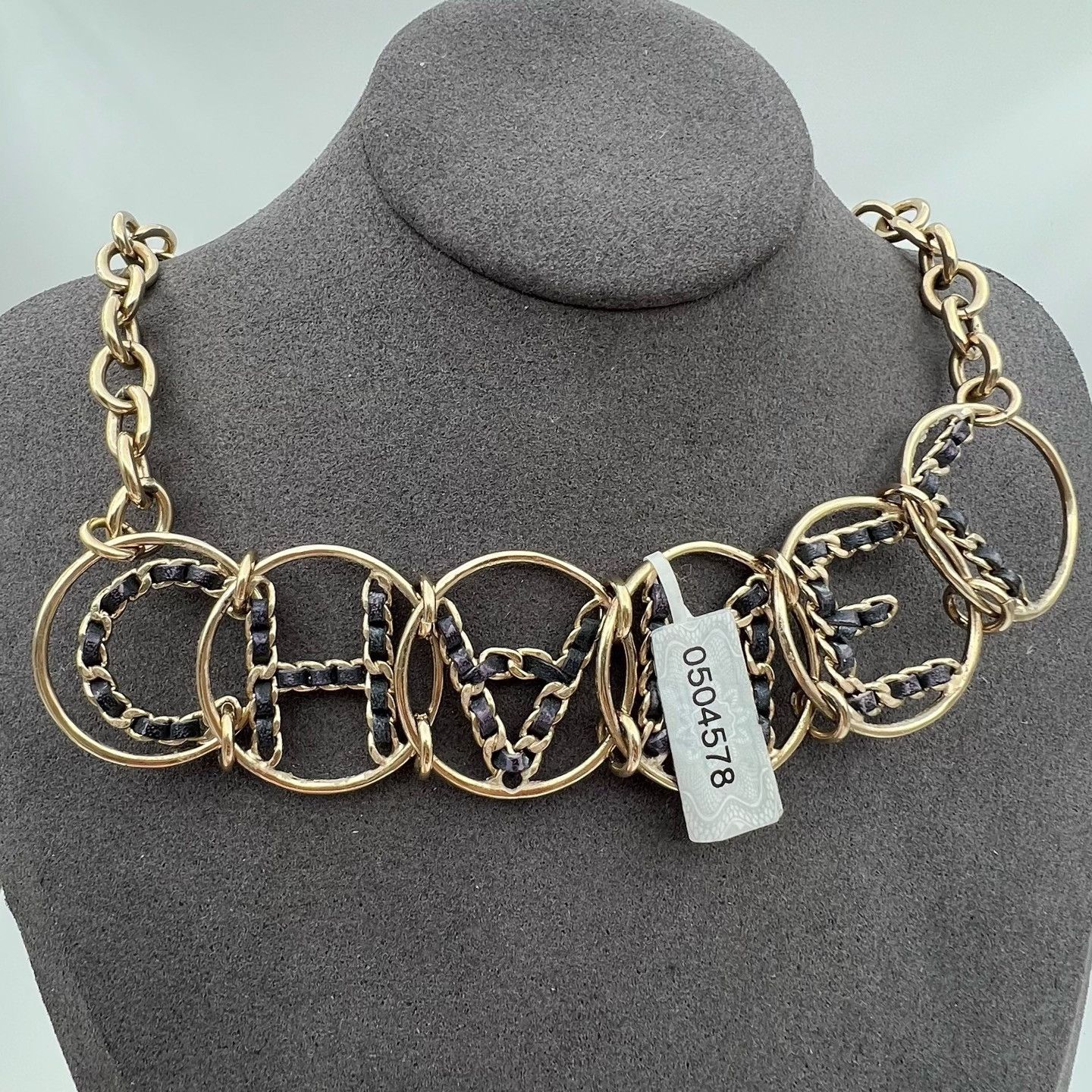 Chanel Chanel Black Gold Chain Letter Ring Choker Size ONE SIZE - 2 Thumbnail