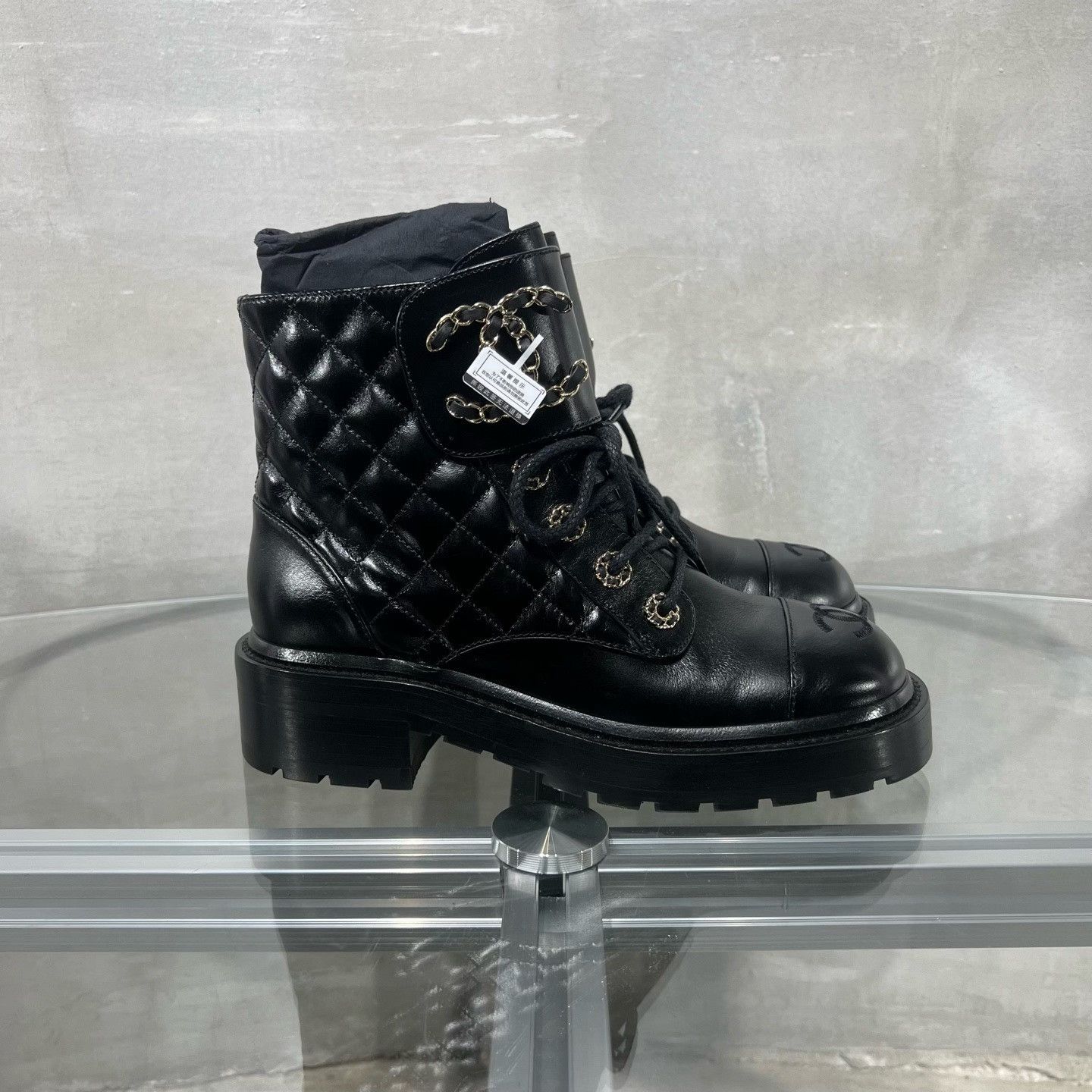 Chanel Chanel Black Quilted Double C Short Boots Size US 5 / IT 35 - 4 Thumbnail