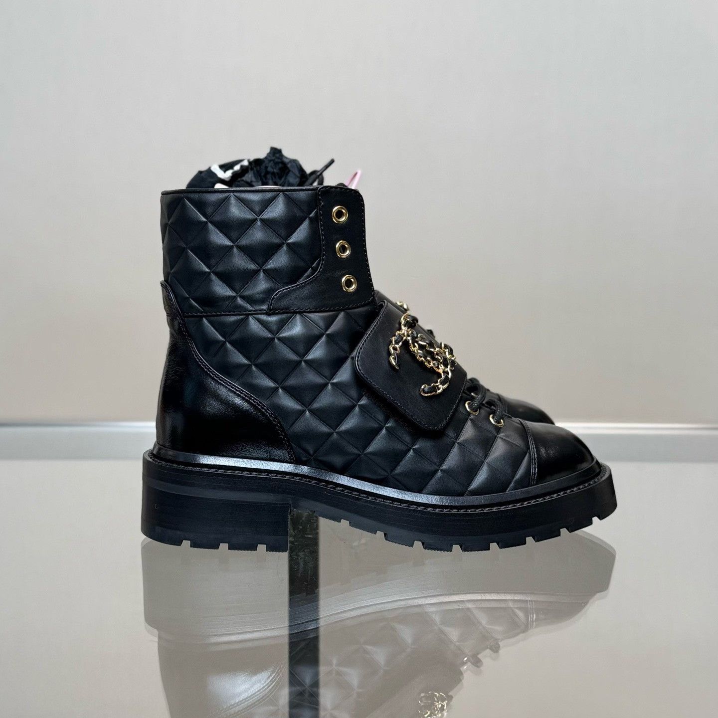 Chanel Chanel Black Quilted Double C Short Boots Size US 5 / IT 35 - 3 Thumbnail