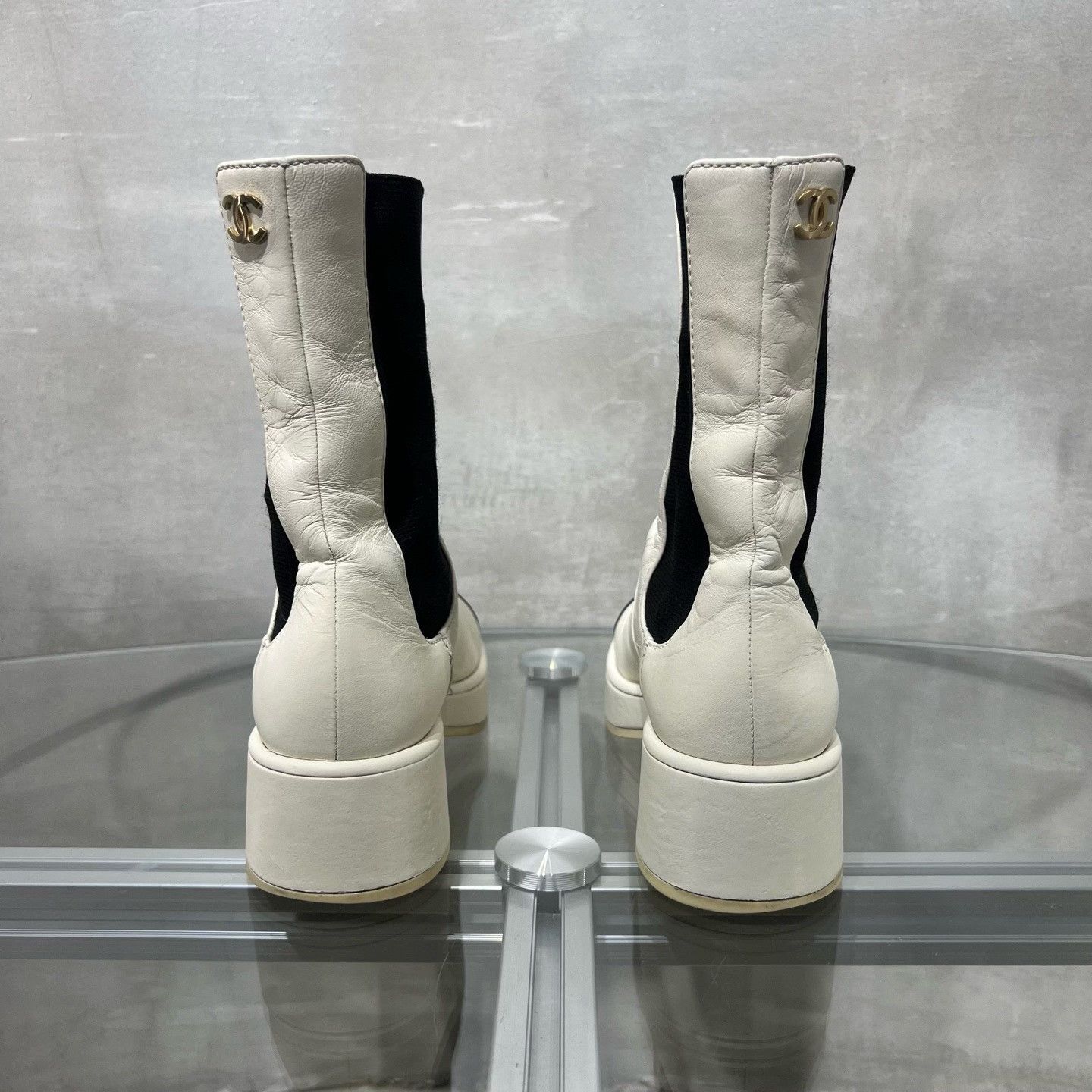 Chanel Chanel Black White Lambskin Short Boots Size US 6 / IT 36 - 6 Thumbnail