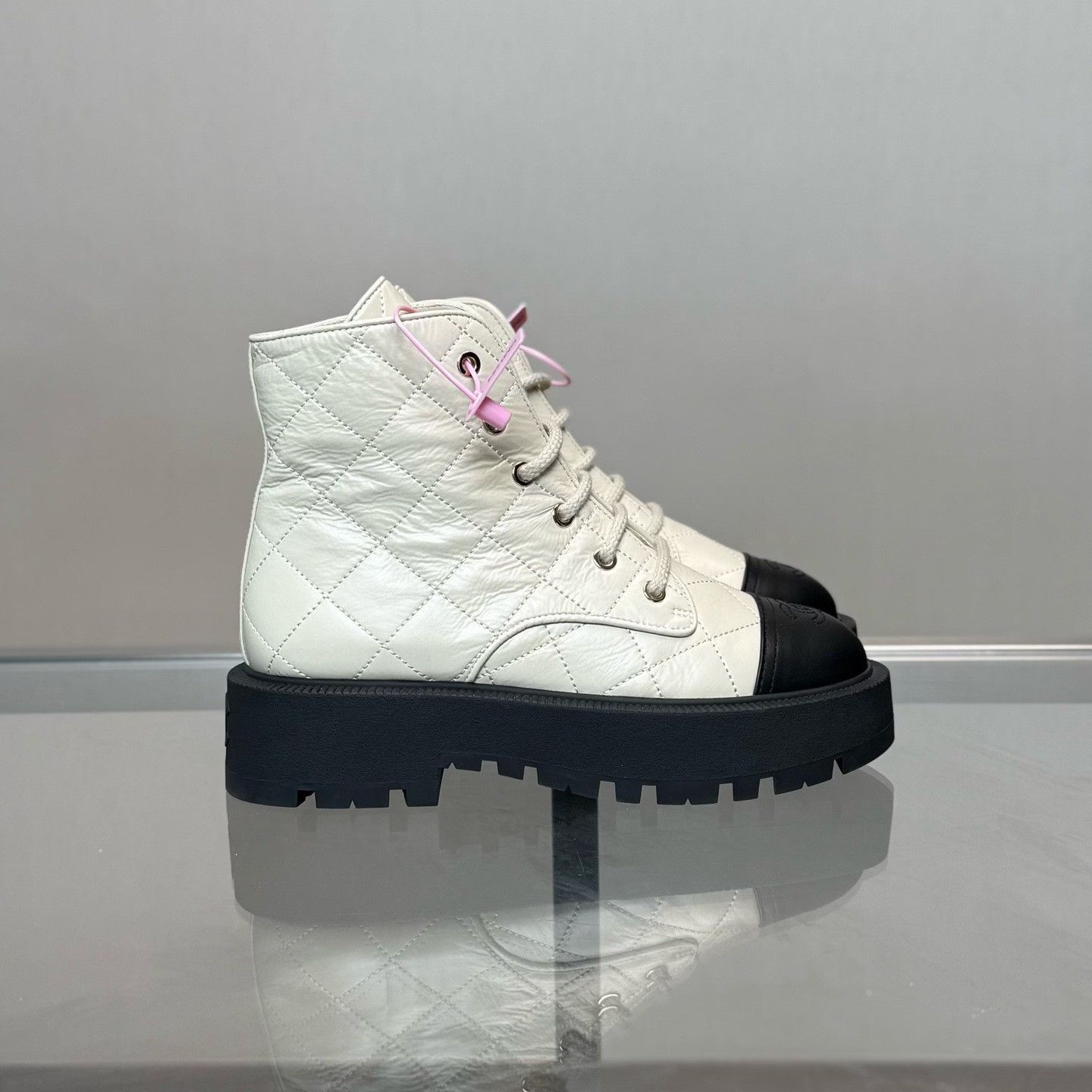 Chanel Chanel Quilted Martin Boots Pink Laces Size US 7 / IT 37 - 3 Thumbnail