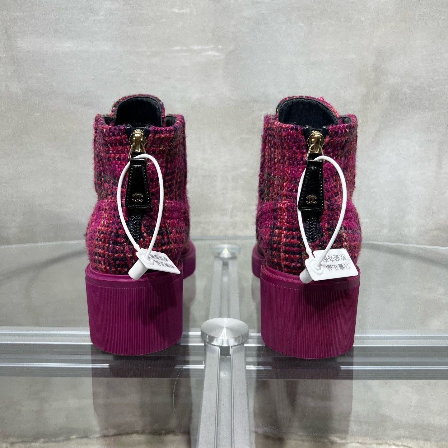 Chanel Chanel Rose Red Tweed Short Boots Size US 7 / IT 37 - 6 Thumbnail