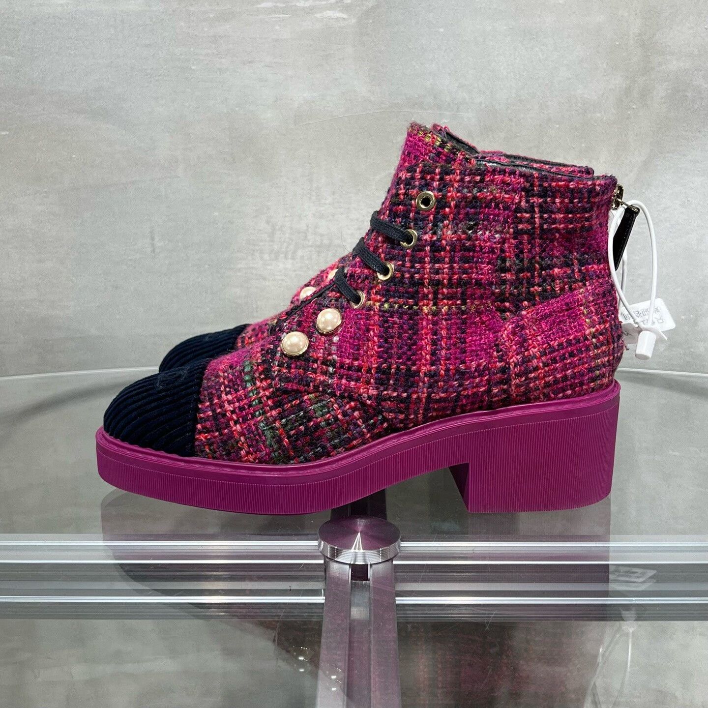 Chanel Chanel Rose Red Tweed Short Boots Size US 7 / IT 37 - 3 Thumbnail