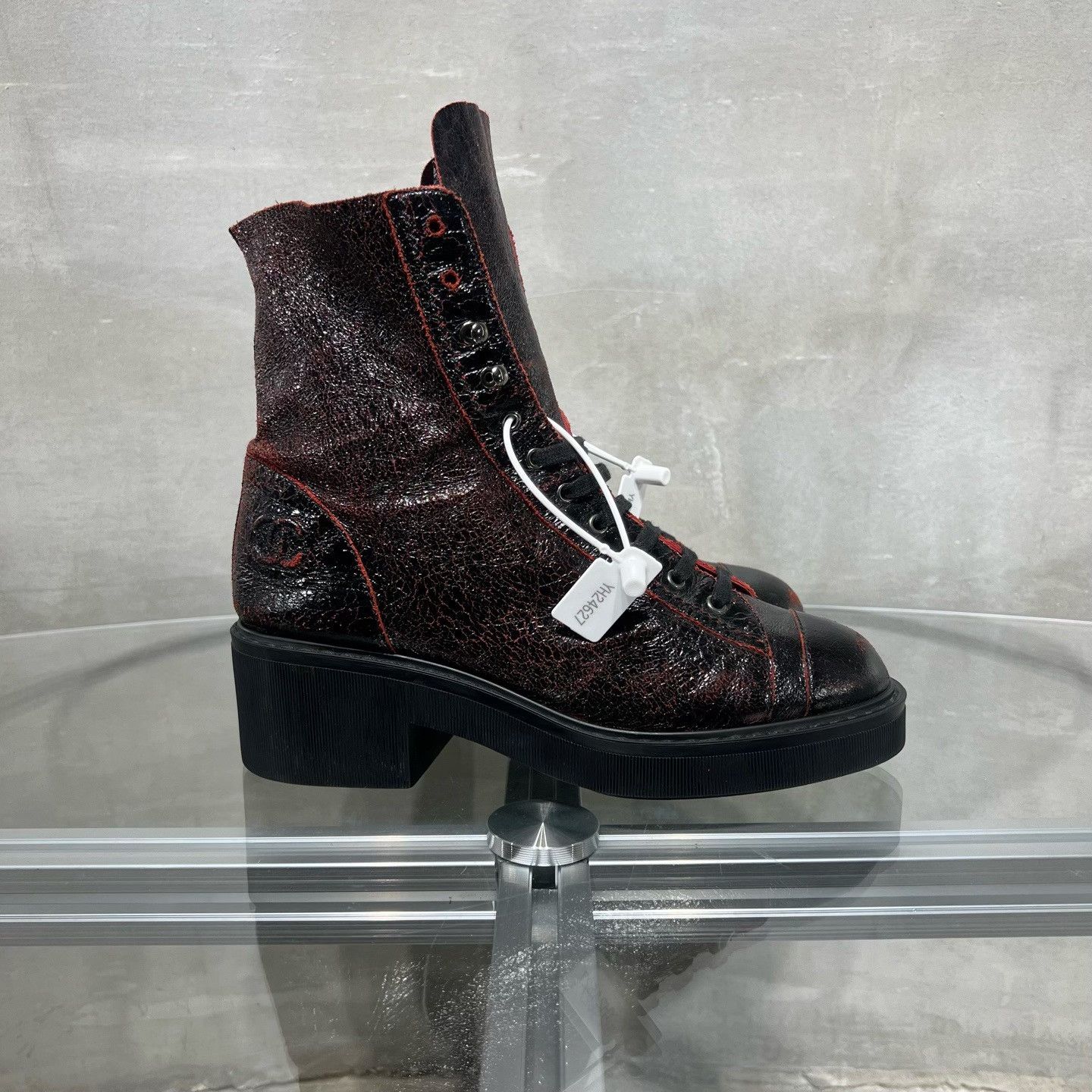 Chanel Chanel Black Red Lace-Up Boots Size US 6 / IT 36 - 4 Thumbnail