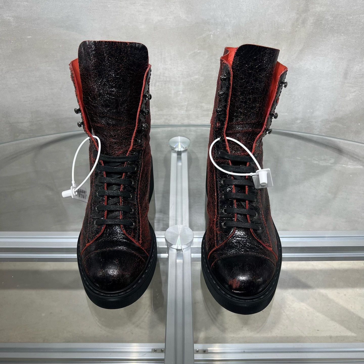 Chanel Chanel Black Red Lace-Up Boots Size US 6 / IT 36 - 2 Thumbnail