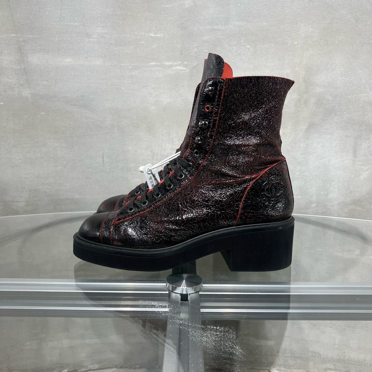 Chanel Chanel Black Red Lace-Up Boots Size US 6 / IT 36 - 3 Thumbnail