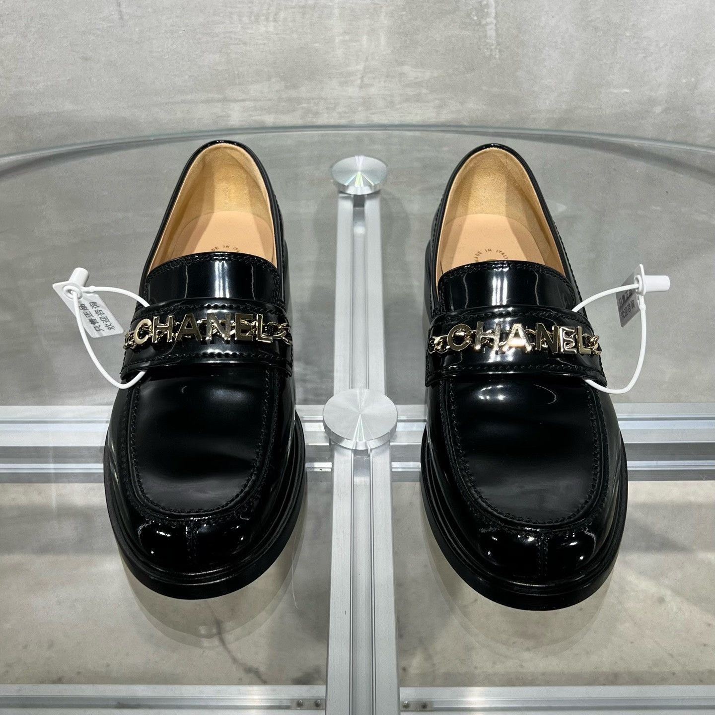 Chanel Chanel Black Gold Letter Loafers Size US 6.5 / IT 36.5 - 2 Thumbnail