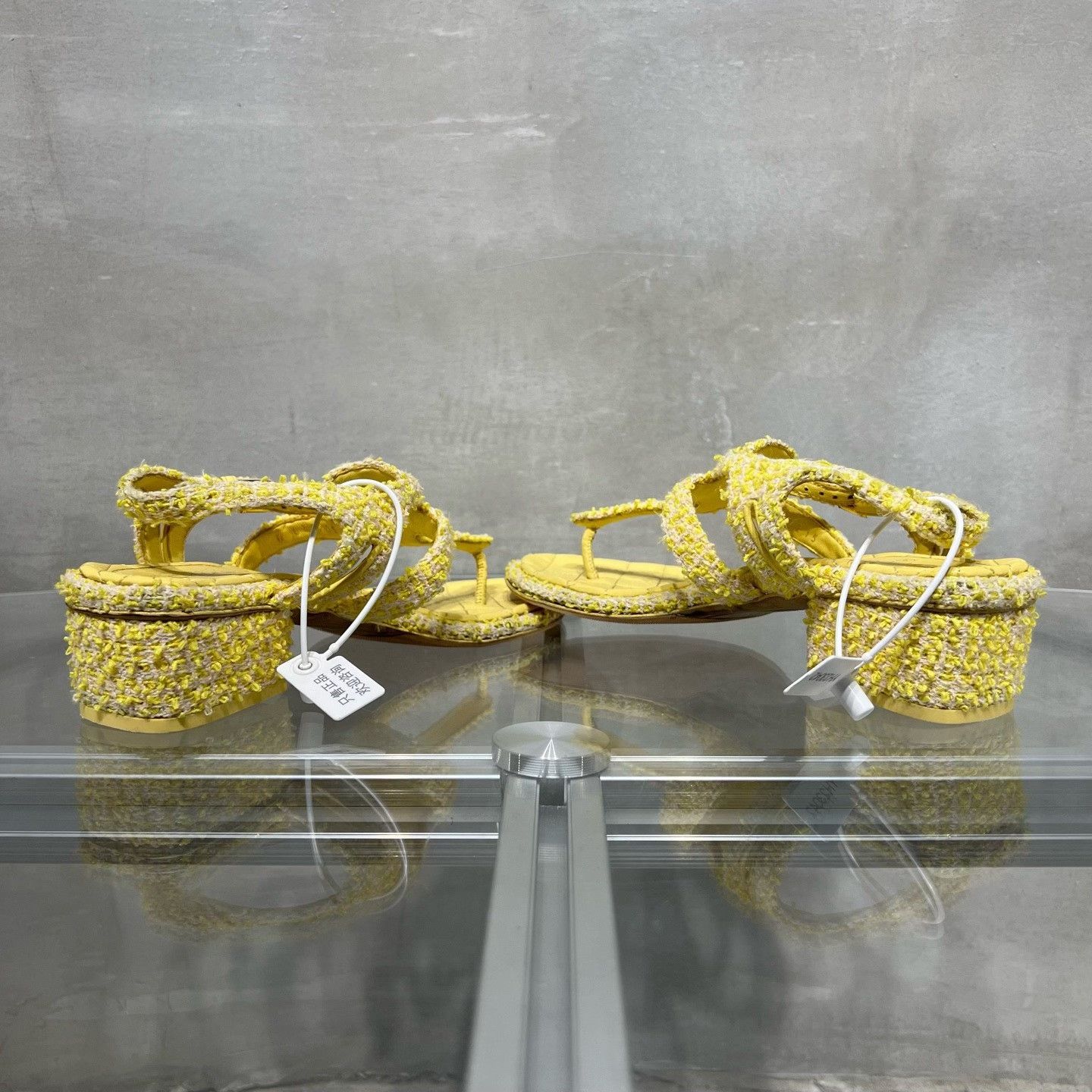 Chanel Chanel Yellow Tweed Double C Sandals Size US 6 / IT 36 - 5 Thumbnail