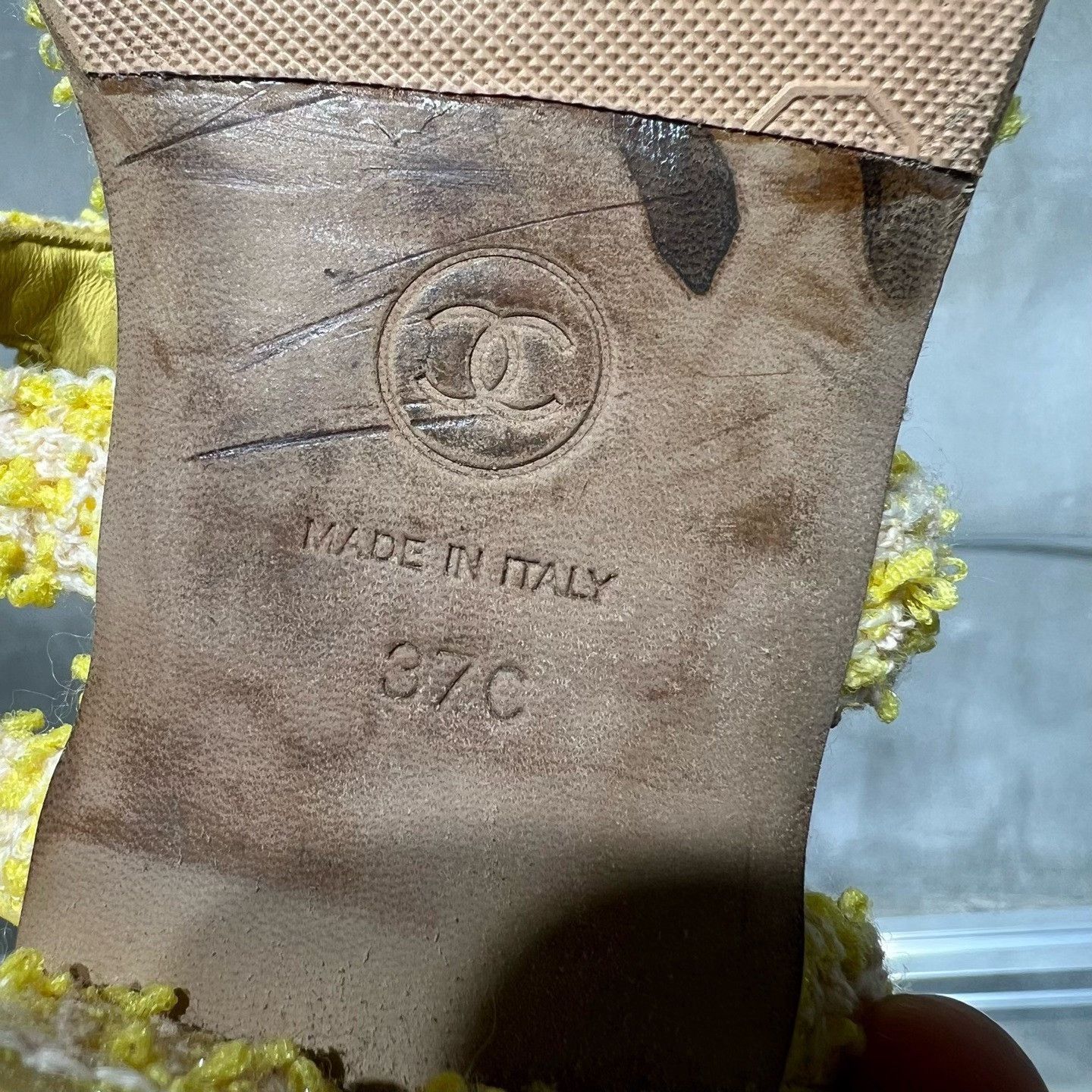 Chanel Chanel Yellow Tweed Double C Sandals Size US 6 / IT 36 - 8 Thumbnail