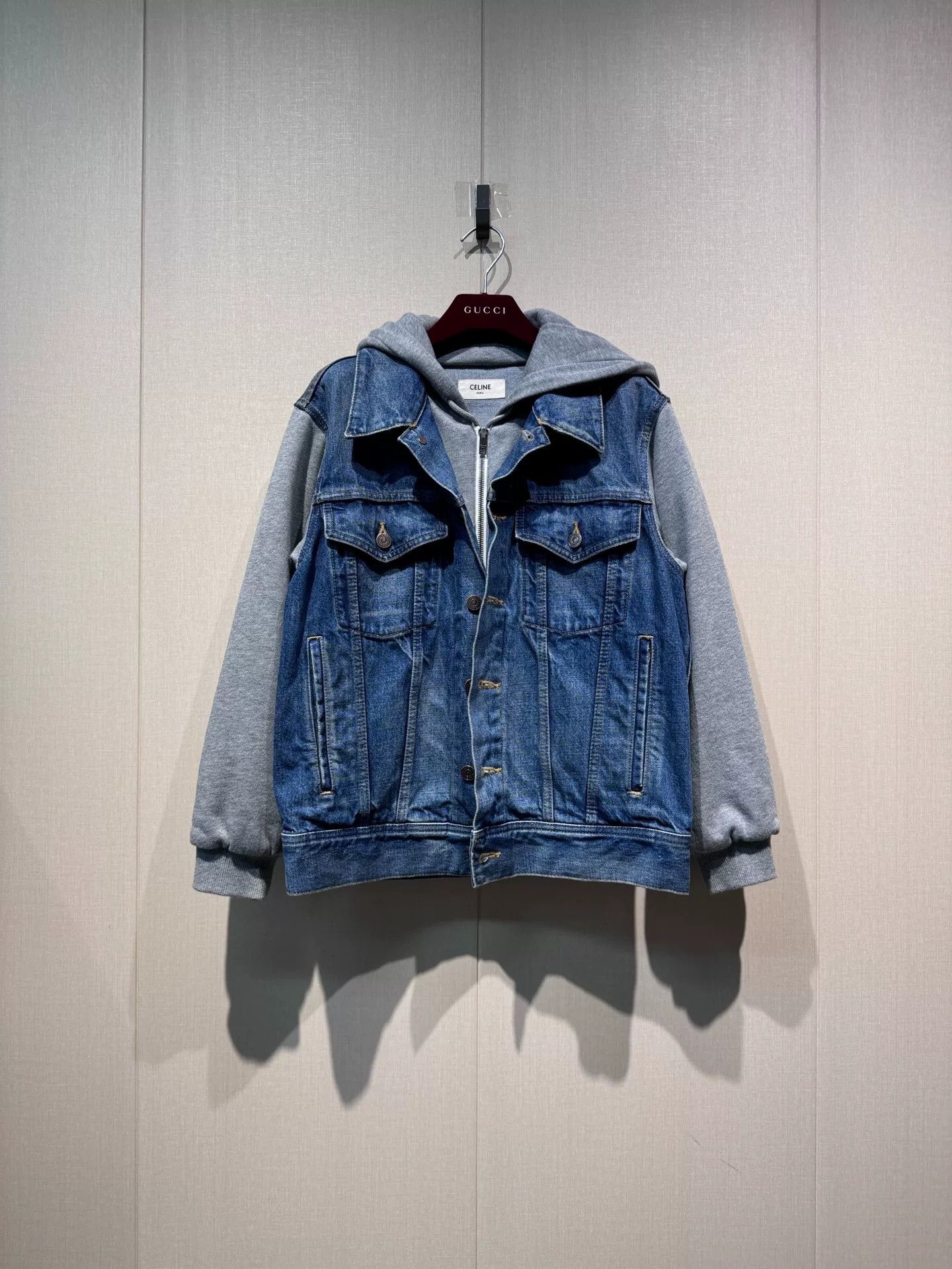 Celine Celine Denim Gray Blue Hooded Jacket Size XS / US 0-2 / IT 36-38 - 2 Thumbnail