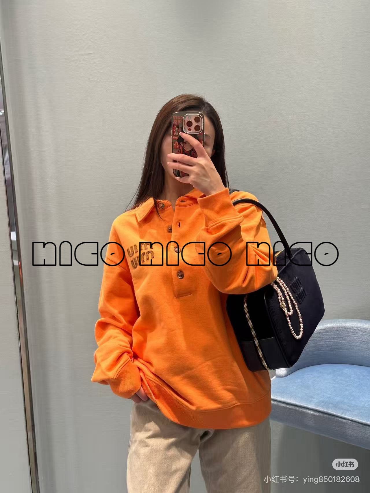 Miu Miu Miumiu Orange Fleece-Lined Loose Polo Sweatshirt Size XS / US 0-2 / IT 36-38 - 3 Thumbnail