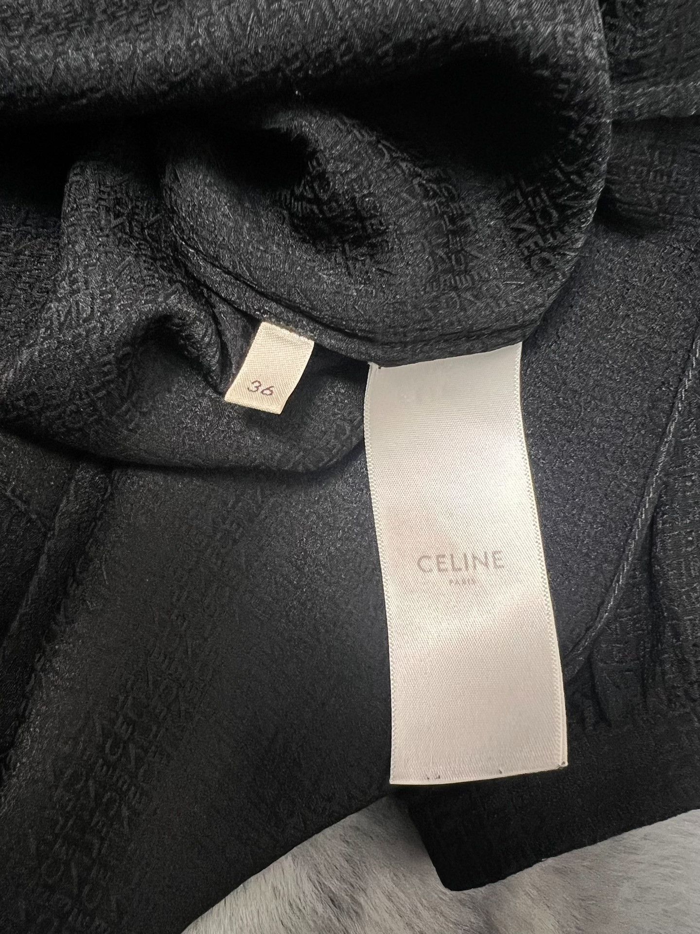 Celine Celine Matte Black Silk Logo Shirt Size XS / US 0-2 / IT 36-38 - 5 Thumbnail