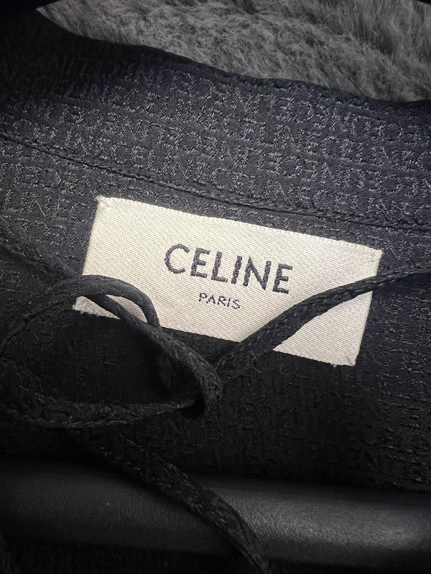 Celine Celine Matte Black Silk Logo Shirt Size XS / US 0-2 / IT 36-38 - 3 Thumbnail
