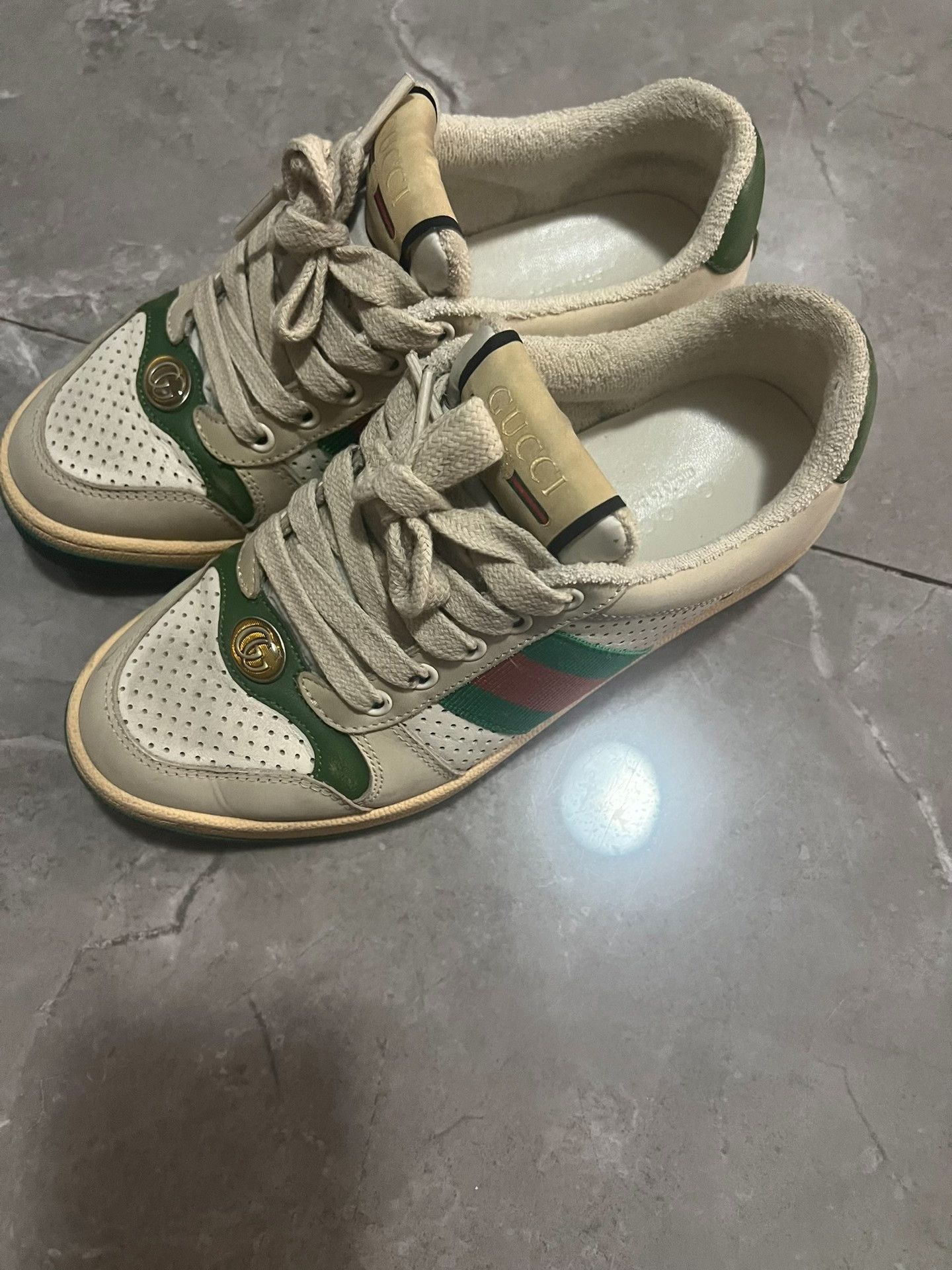 Gucci Gucci Beige Dirty Sneakers Size US 4 / IT 34 - 3 Thumbnail