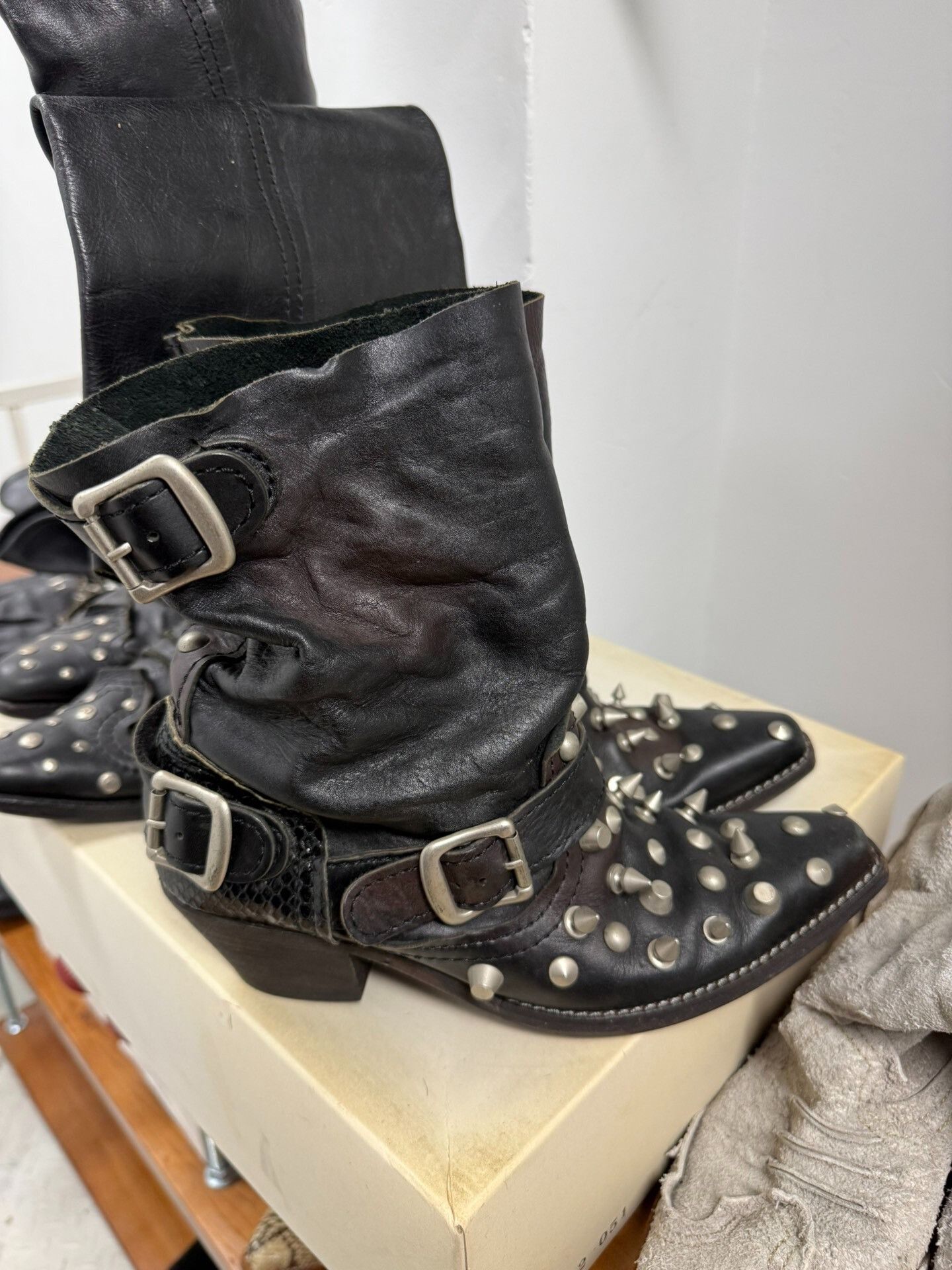 Junya Watanabe Junya Watanabe 06AW Distressed Studded Boots Size US 6 / IT 36 - 3 Thumbnail