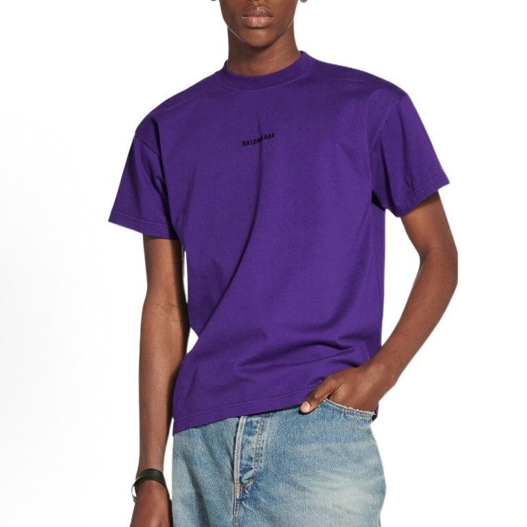 Balenciaga Balenciaga Purple Logo High Neck T-shirt Size XS / US 0-2 / IT 36-38 - 6 Thumbnail