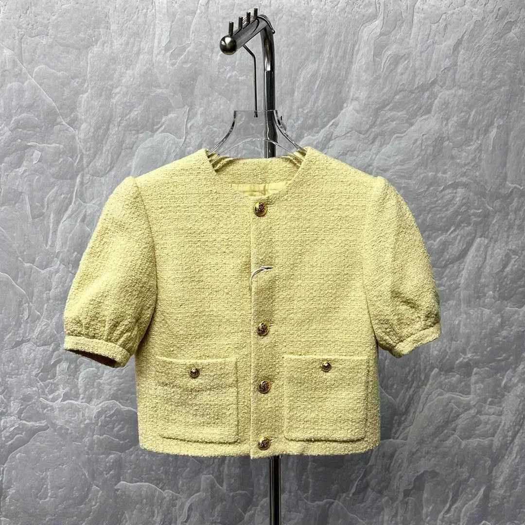 Celine Celine Yellow Bouclé Short Sleeve Jacket 34 Size XS / US 0-2 / IT 36-38 - 2 Thumbnail