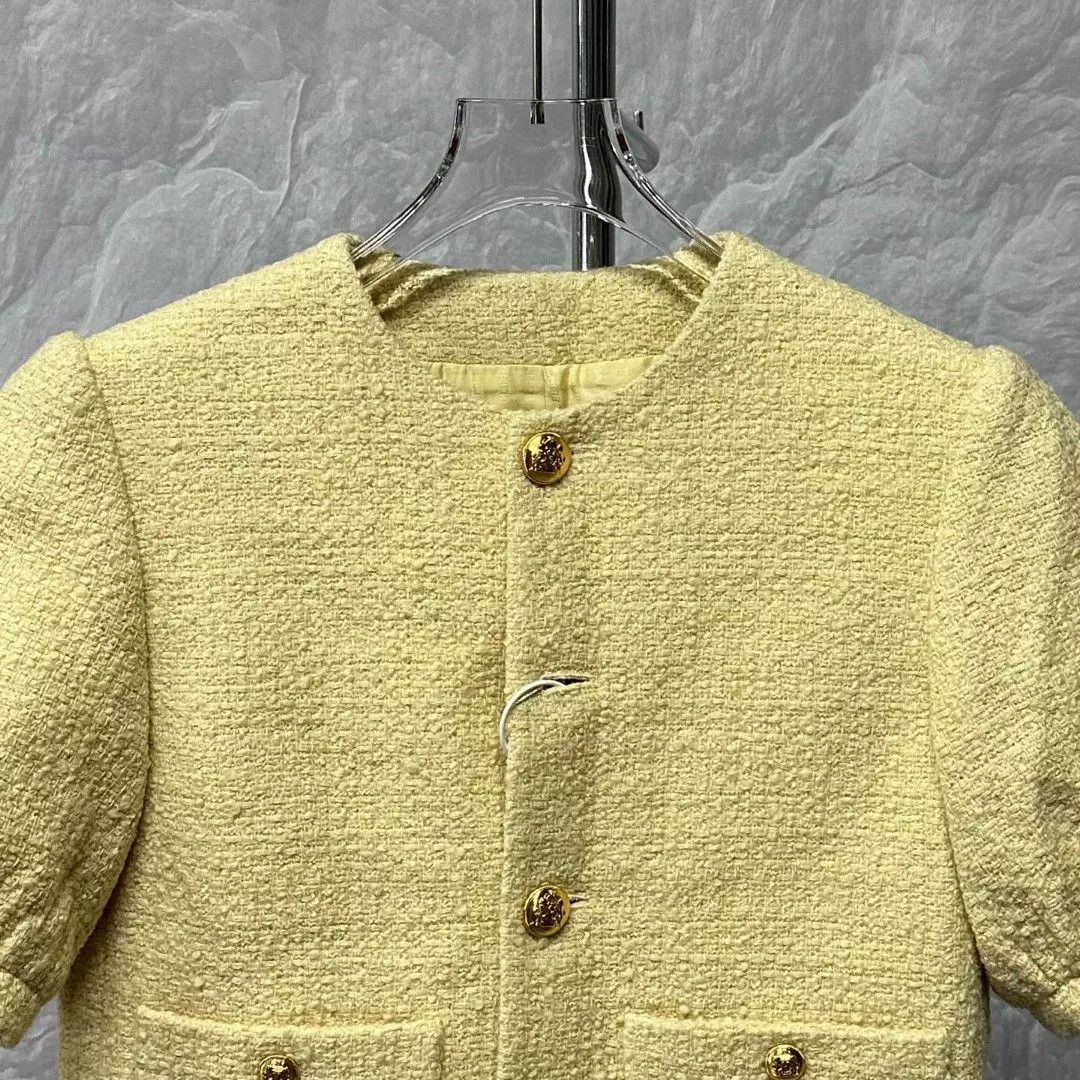 Celine Celine Yellow Bouclé Short Sleeve Jacket 34 Size XS / US 0-2 / IT 36-38 - 3 Thumbnail