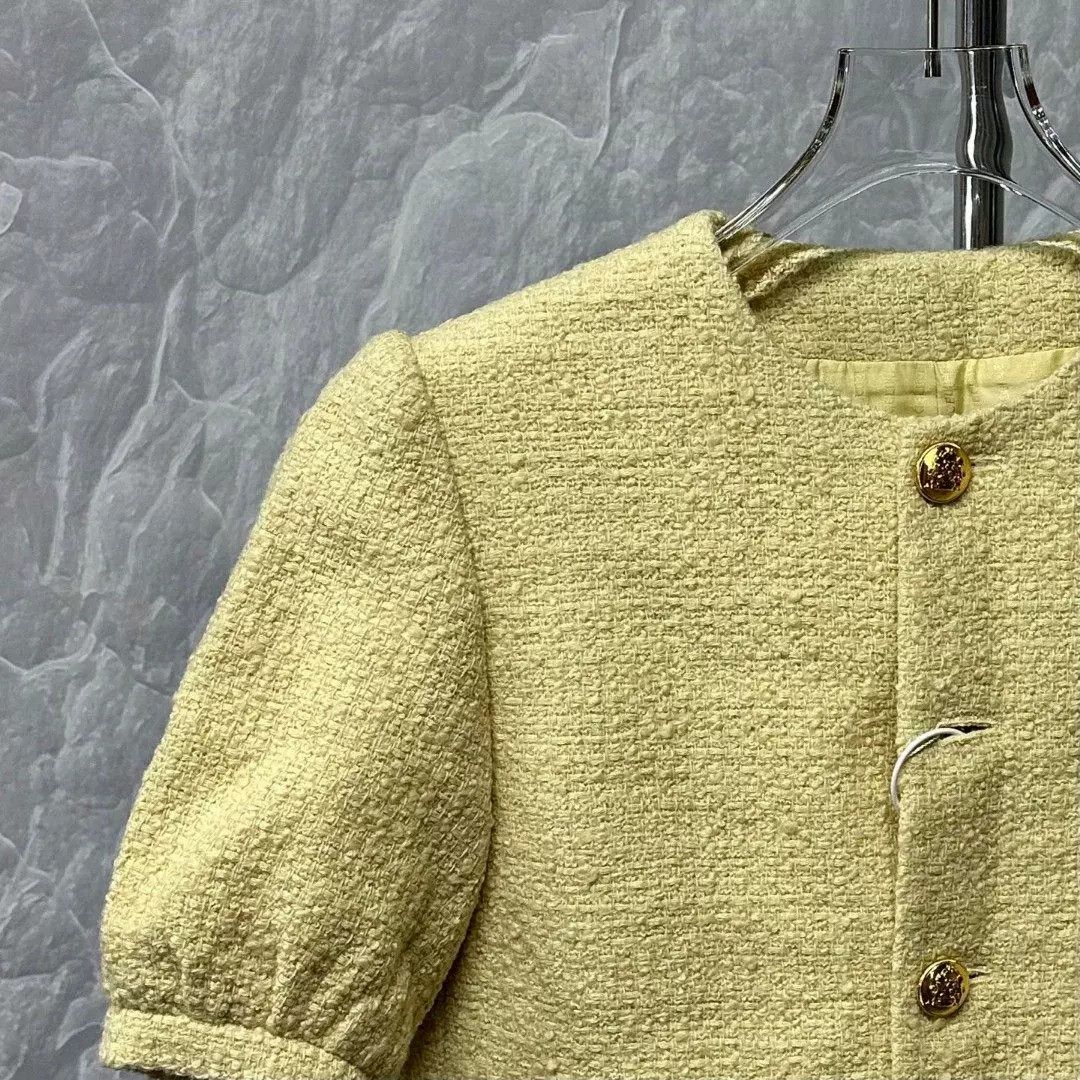 Celine Celine Yellow Bouclé Short Sleeve Jacket 34 Size XS / US 0-2 / IT 36-38 - 4 Thumbnail