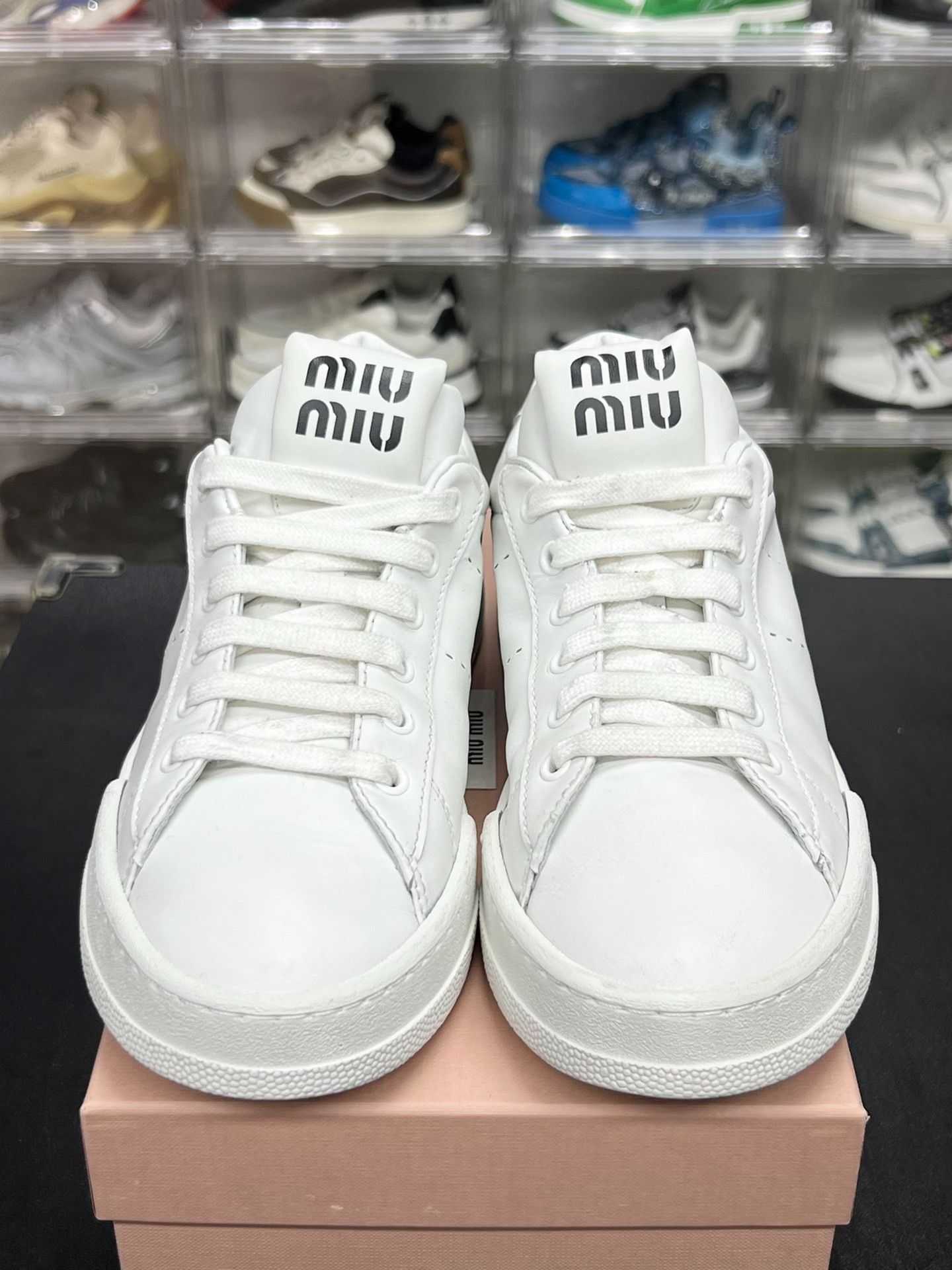 Miu Miu Miu Miu Leather White Lowtop Sneakers us_7-5 Women Size US 7.5 / IT 37.5 - 2 Thumbnail