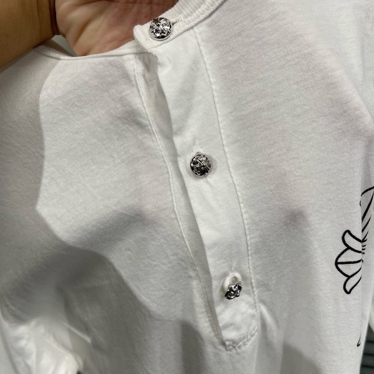 Chrome Hearts Chrome Hearts Silver Button Cross Long Sleeve T-Shirt M Size US M / EU 48-50 / 2 - 6 Thumbnail